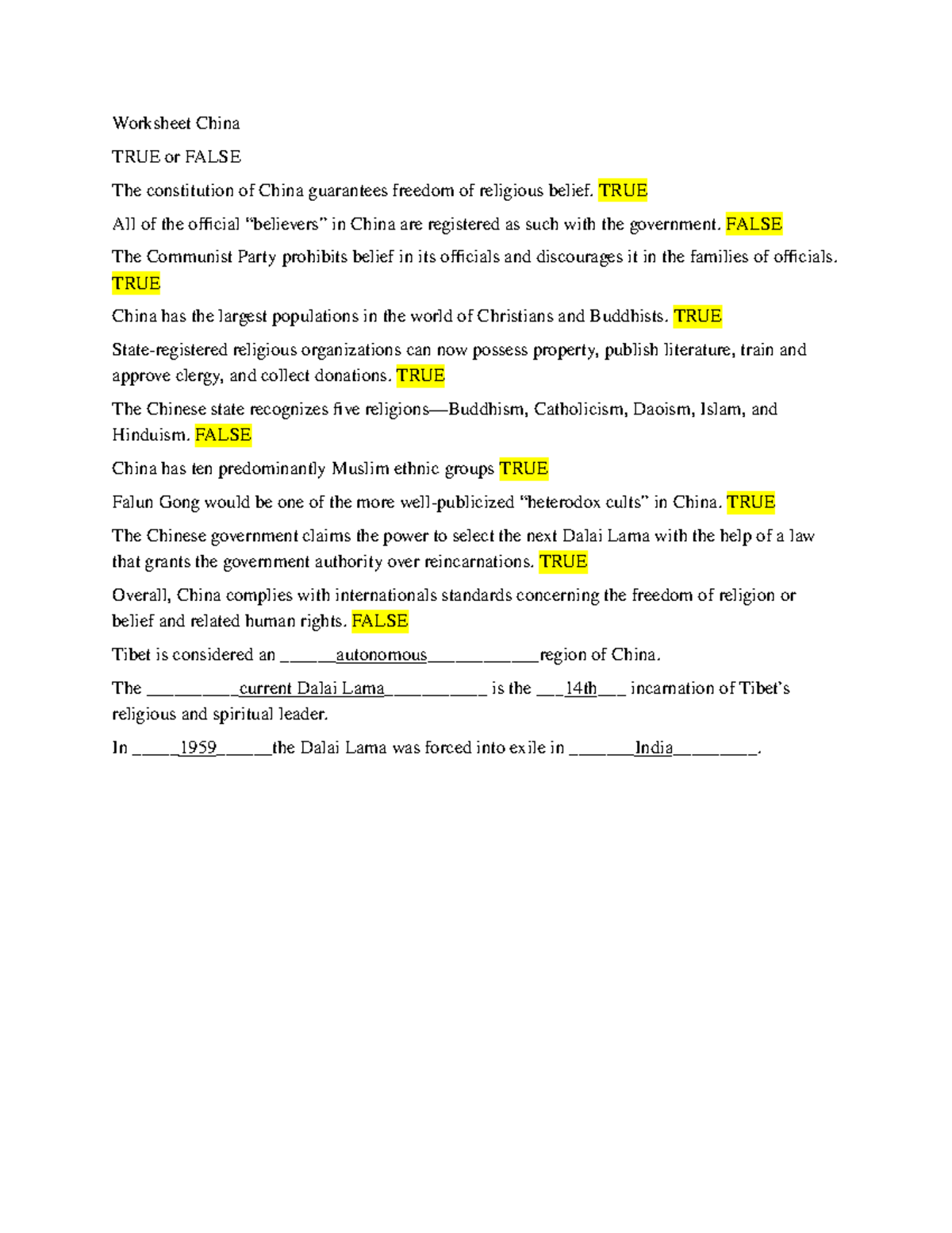 Worksheet China Rel 1100 Religion And Contemporary Issues - 