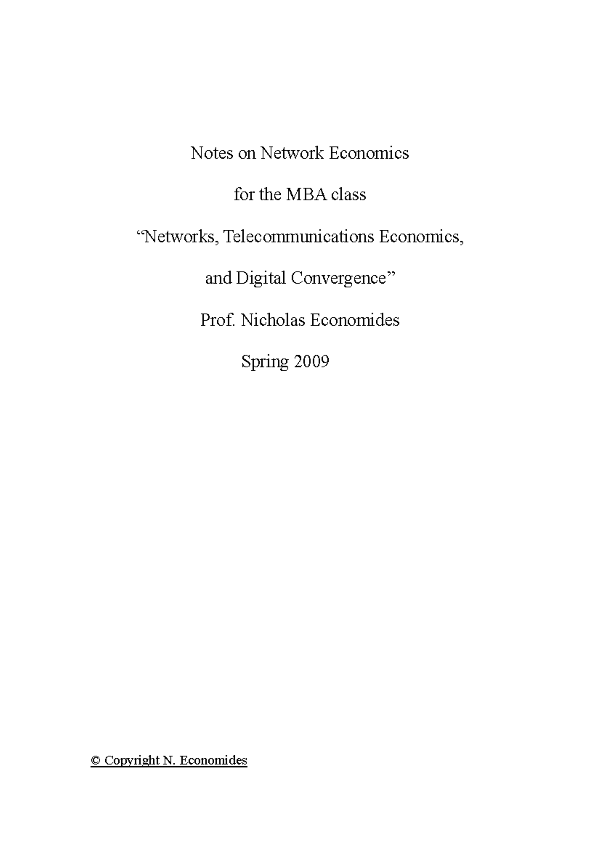 Silo - Notes on Network Economics for the MBA class - Notes on Network ...