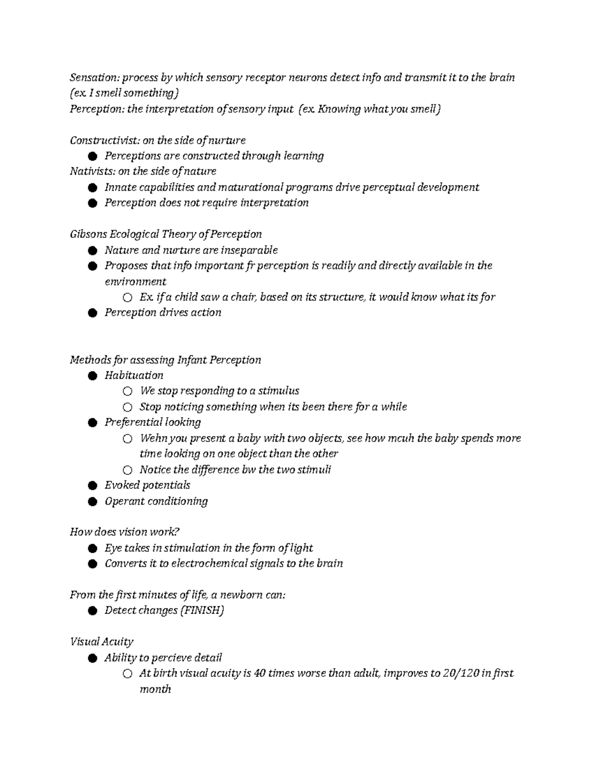Chapter 6 - Lecture notes 6 - Sensation: process by which sensory ...