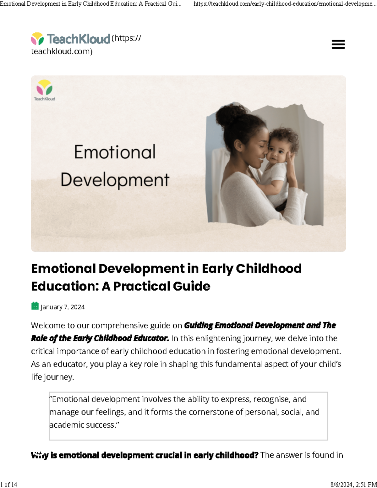 Emotional Development in Early Childhood Education A Practical Guide ...
