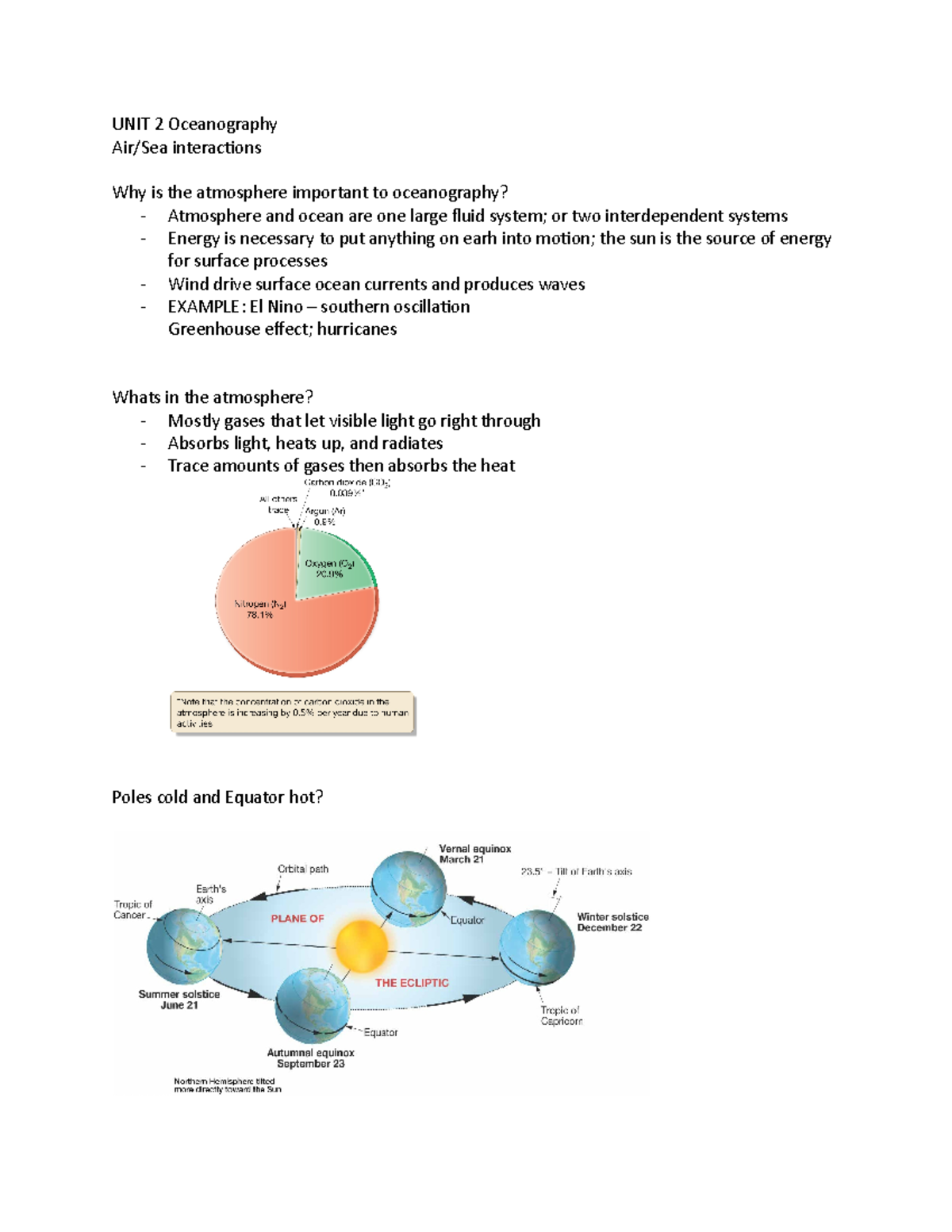 UNIT 2 Oceanography - Lecture Notes 1-15 - UNIT 2 Oceanography Air/Sea ...