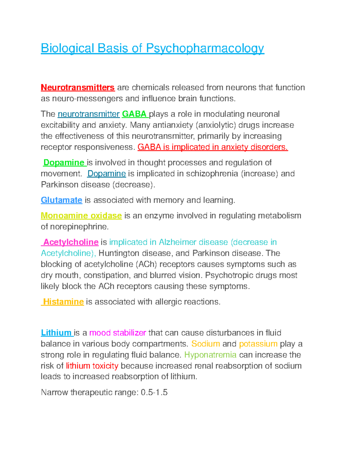 Biological Basis Of Psychopharmacology Study Guide - Biological Basis ...