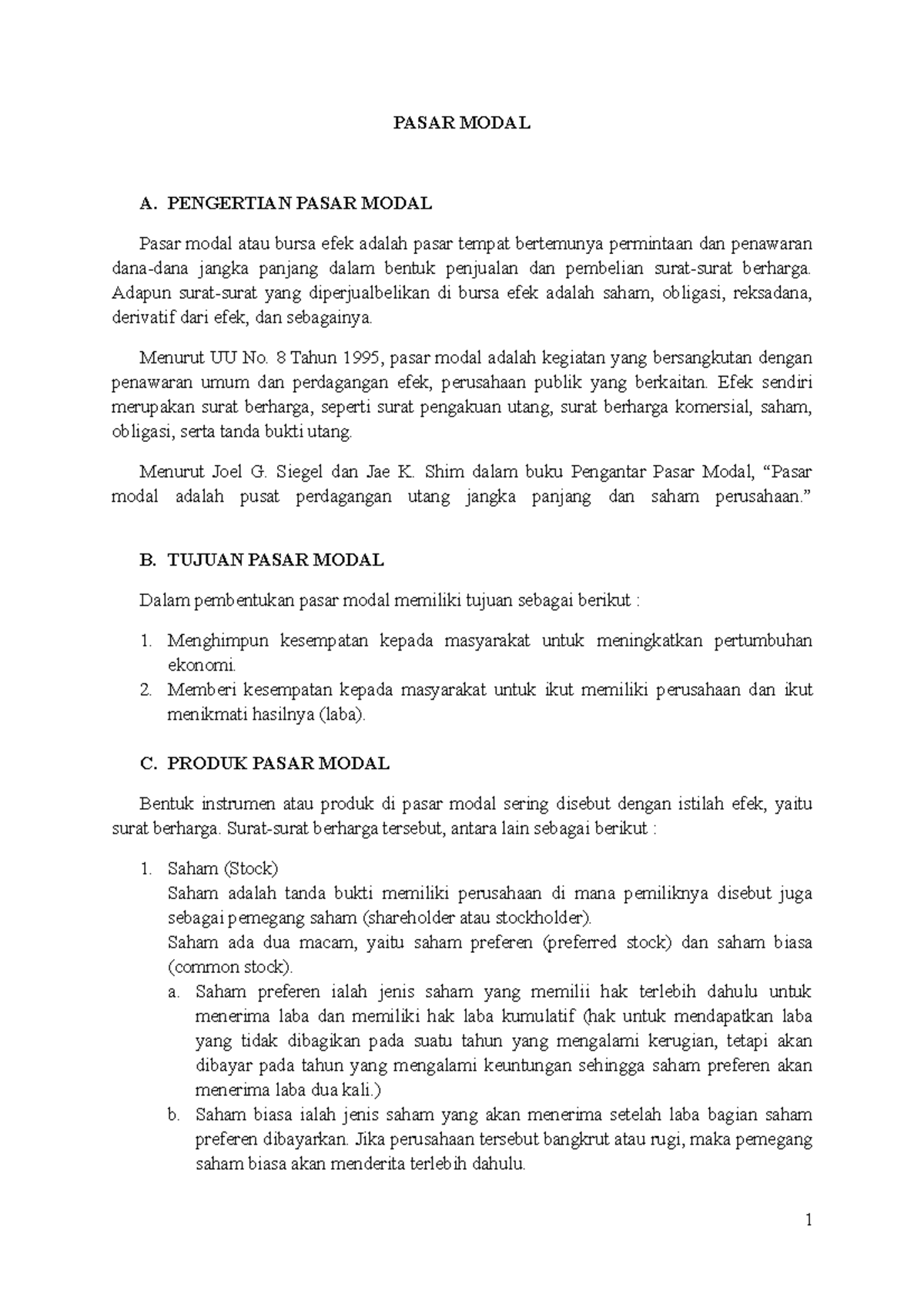 Pasar Modal Ekonomi Studocu