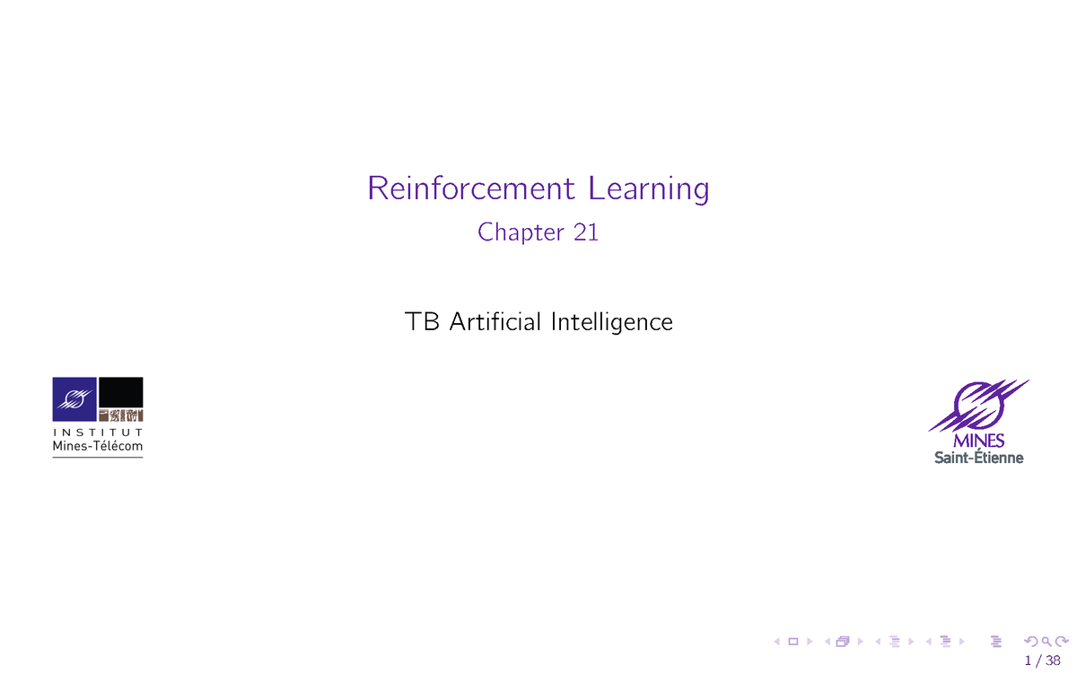 Reinforcement Learning - Reinforcement Learning Chapter 21 TB ...