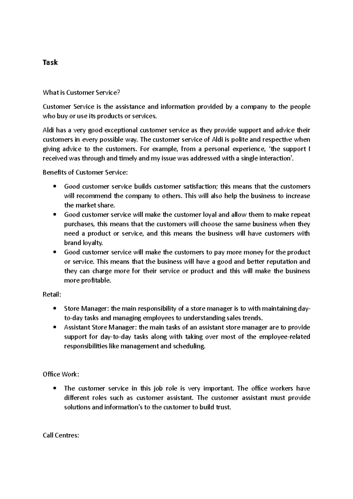 Customer Service Standards Studocu