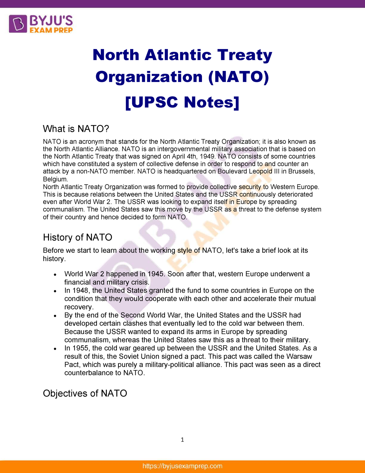 Nato Upsc Notes - North Atlantic Treaty Organization (NATO) [UPSC Notes ...