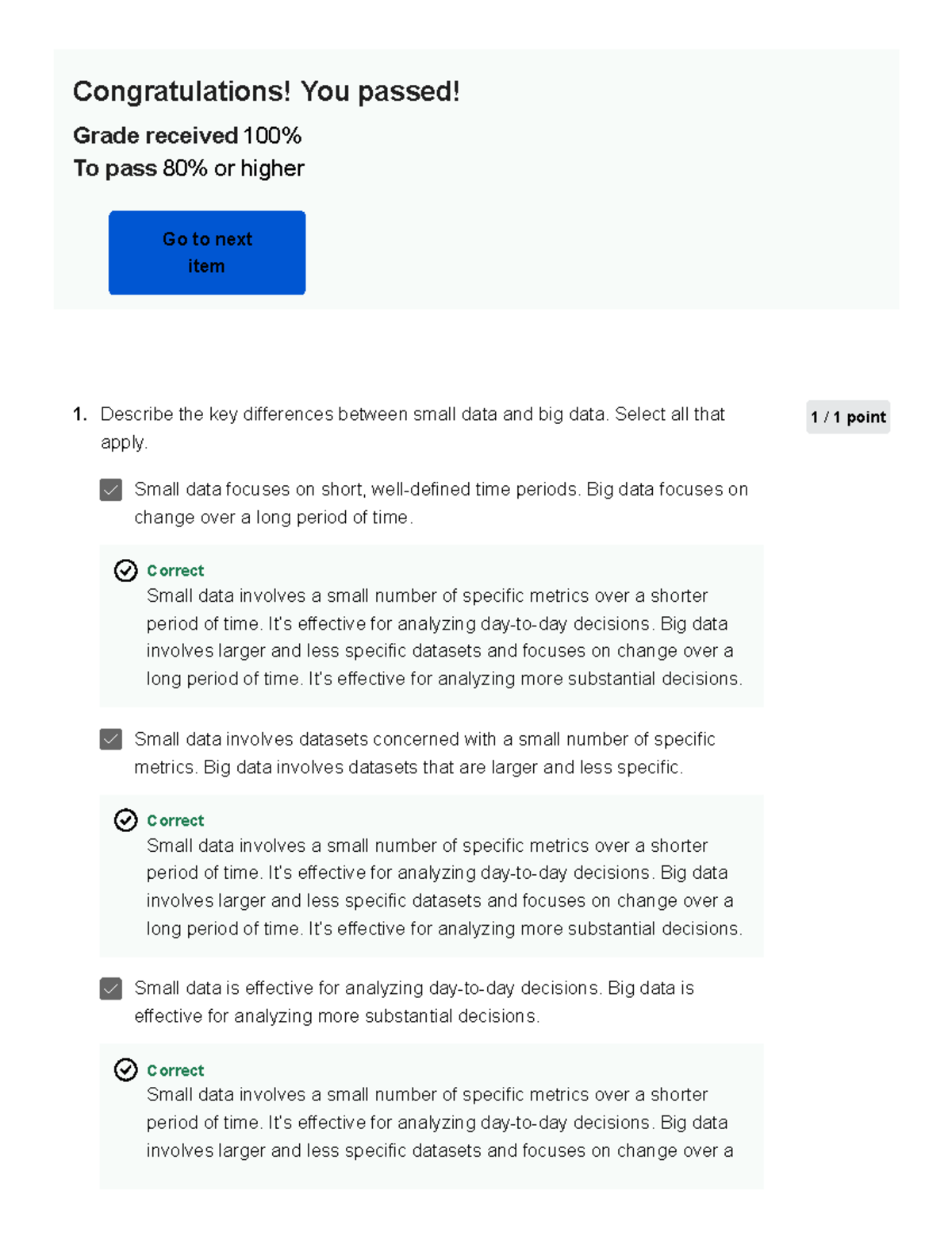2.3.3 Test your knowledge on connecting the data dots - Congratulations ...