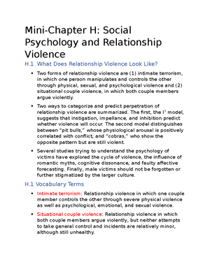 Social Psychology Chapter 12 Notes - Chapter 12: Intimate Relationships ...