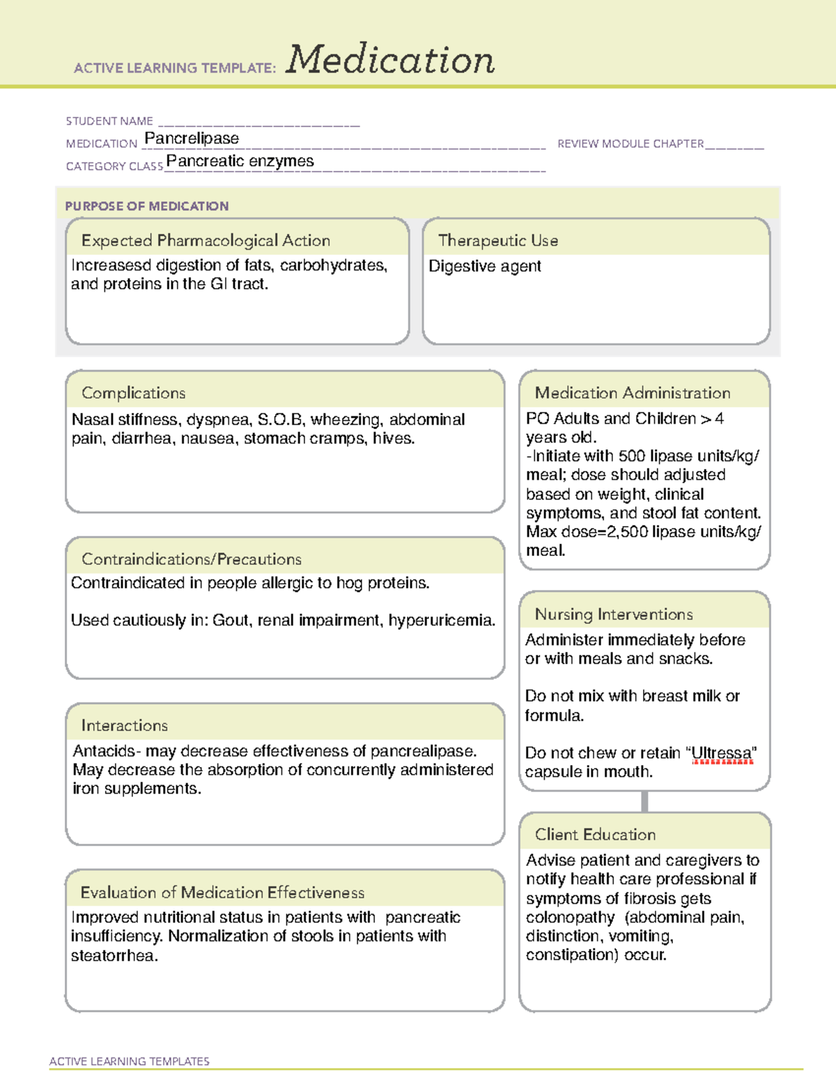 Pancrelipase - Ati med temp - ACTIVE LEARNING TEMPLATES Medication ...