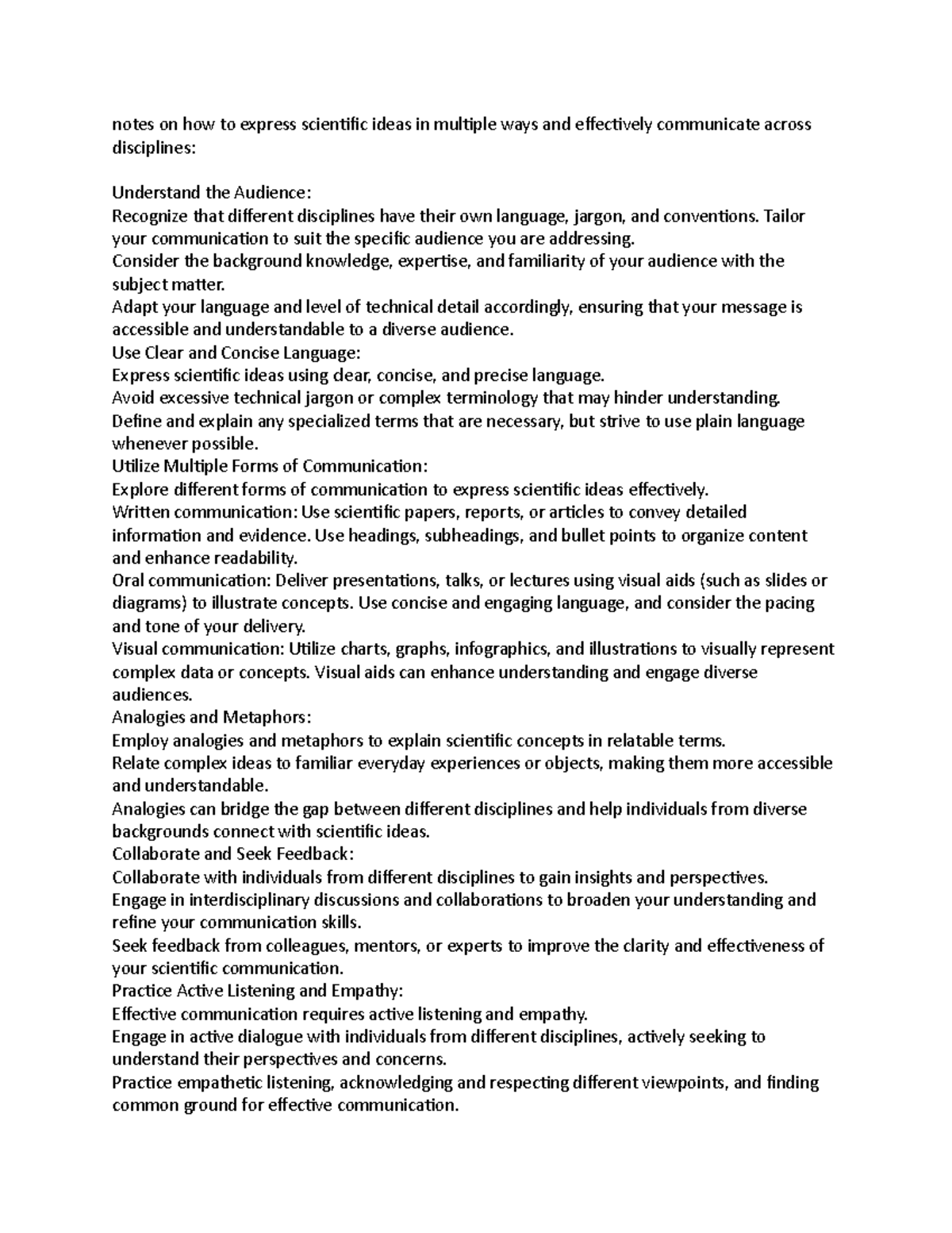 Notes on how to express scientific ideas in multiple ways and ...