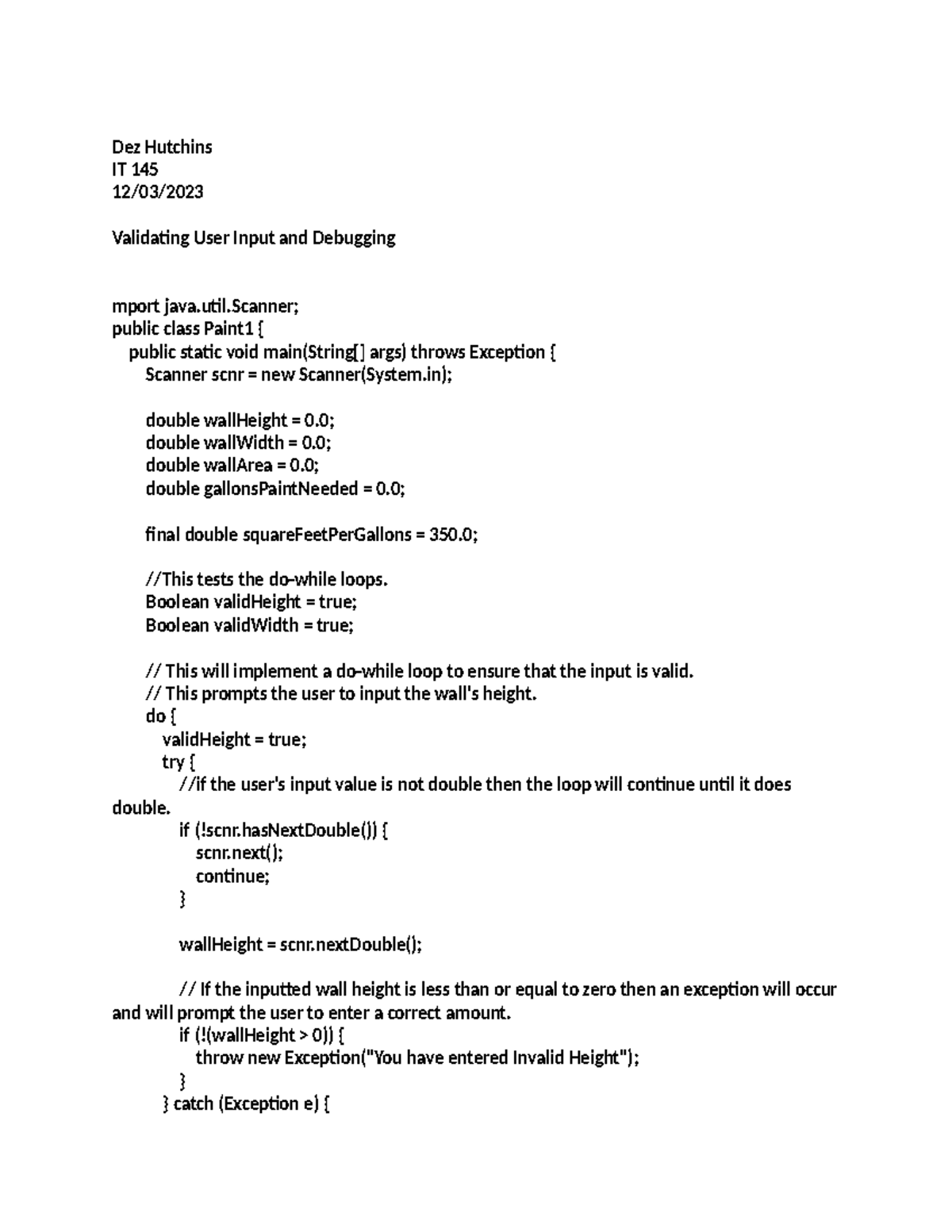 6 4 assignment validating user input and debugging