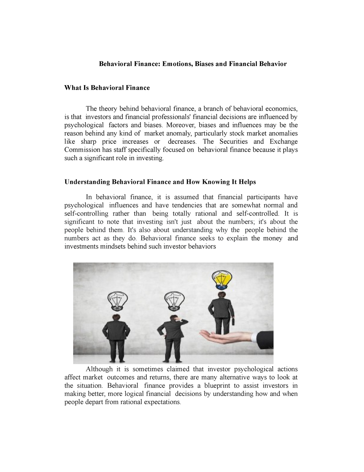 Behavioral Finance Emotions Biases And Financial Behavior - Moreover ...