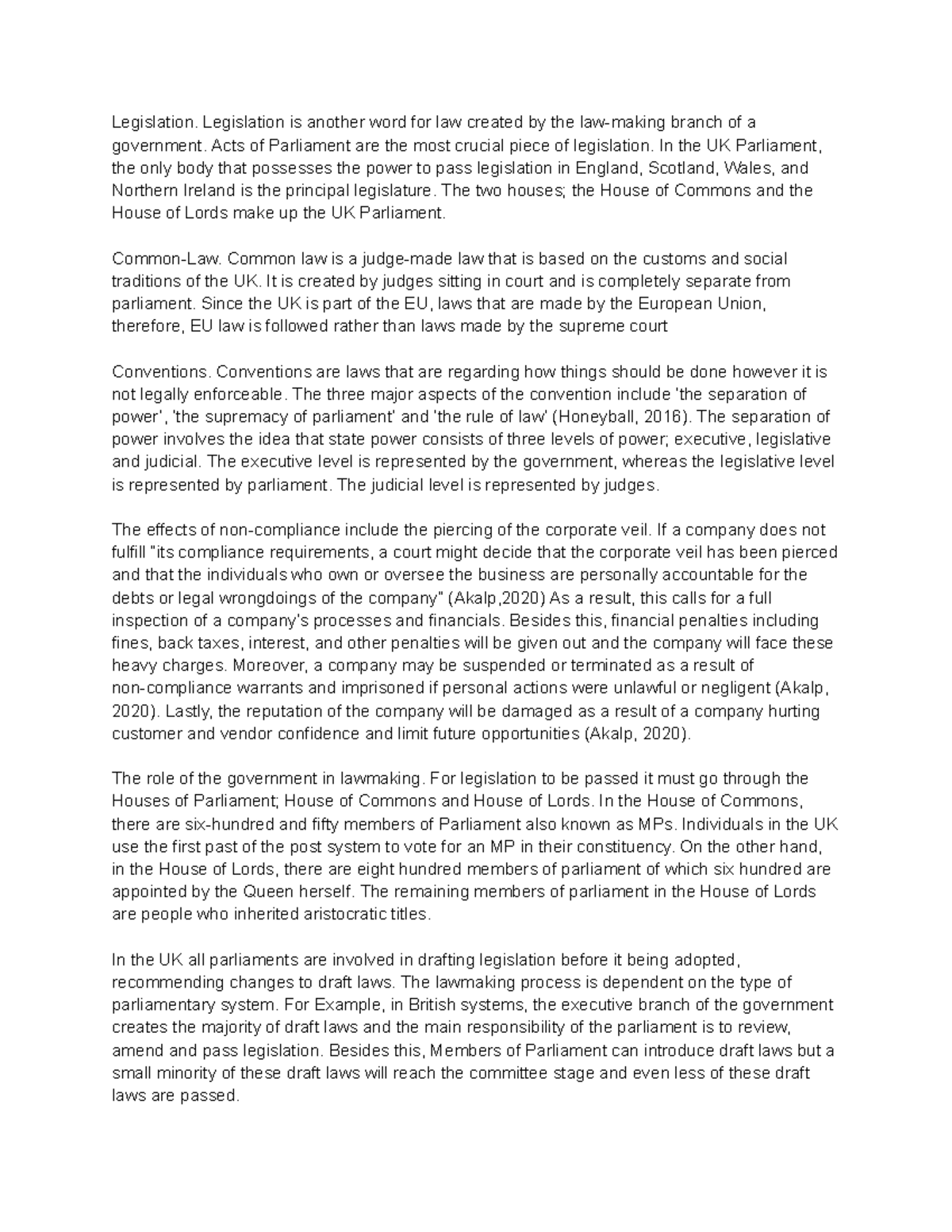 Business Law Legislation Common Law And Conventions[ESSAY