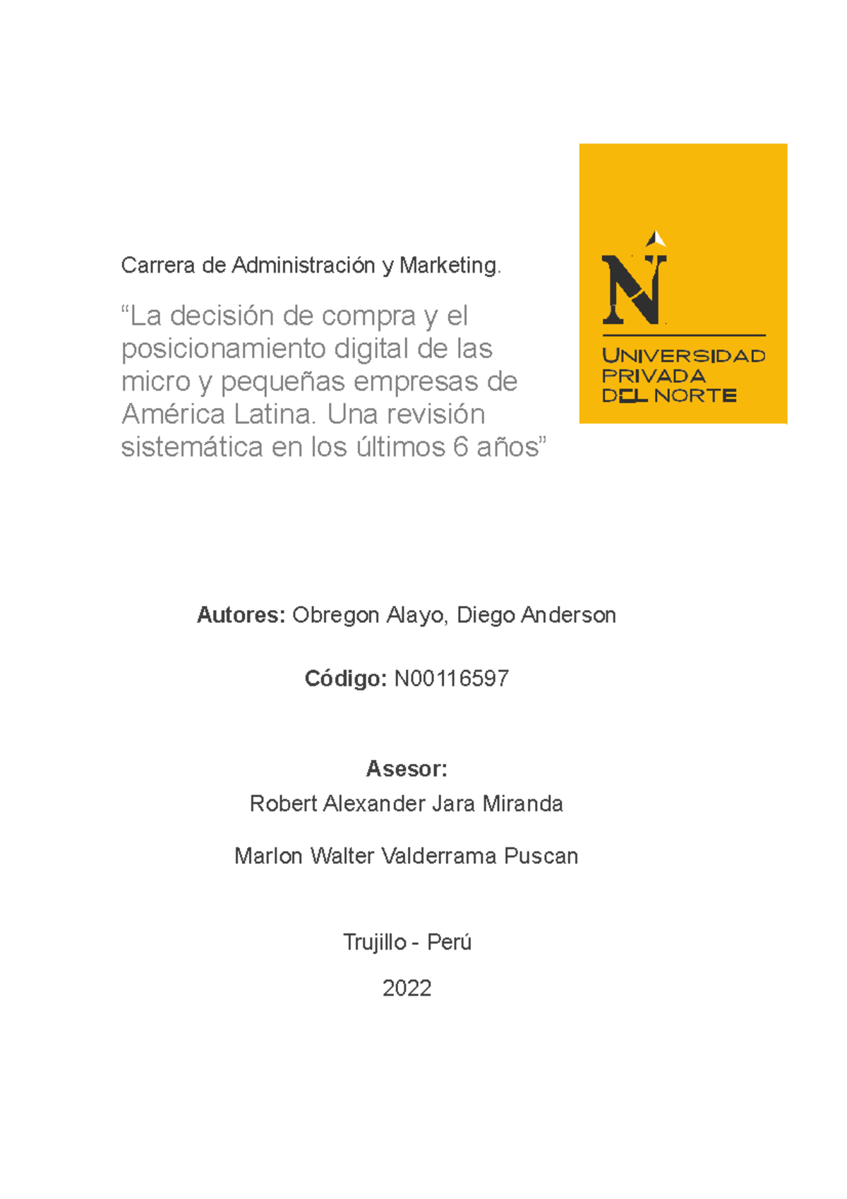 Obregon Alayo Diego Anderson - Autores: Obregon Alayo, Diego Anderson ...
