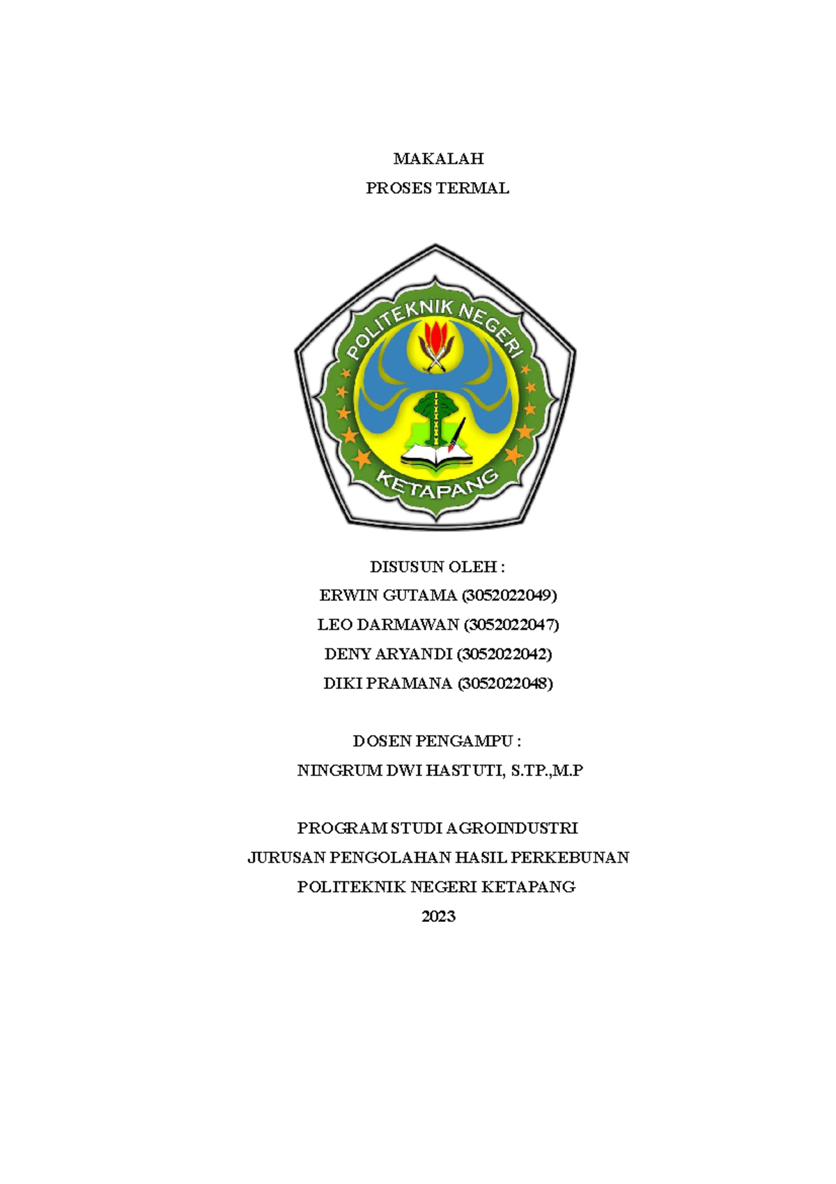 Tugas Teknologi Pengolahan Nabati (Proses Termal).kelompok 5 ...