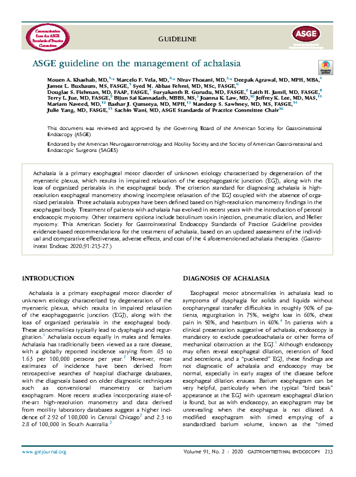 Acalazie - GUIDELINE ASGE guideline on the management of achalasia ...