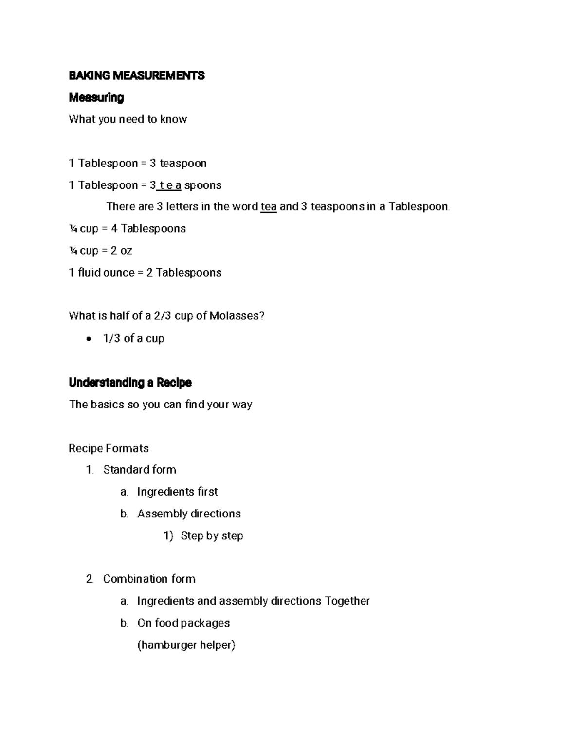 Baking Measurements - BAKING MEASUREMENTS Measuring What you need to ...