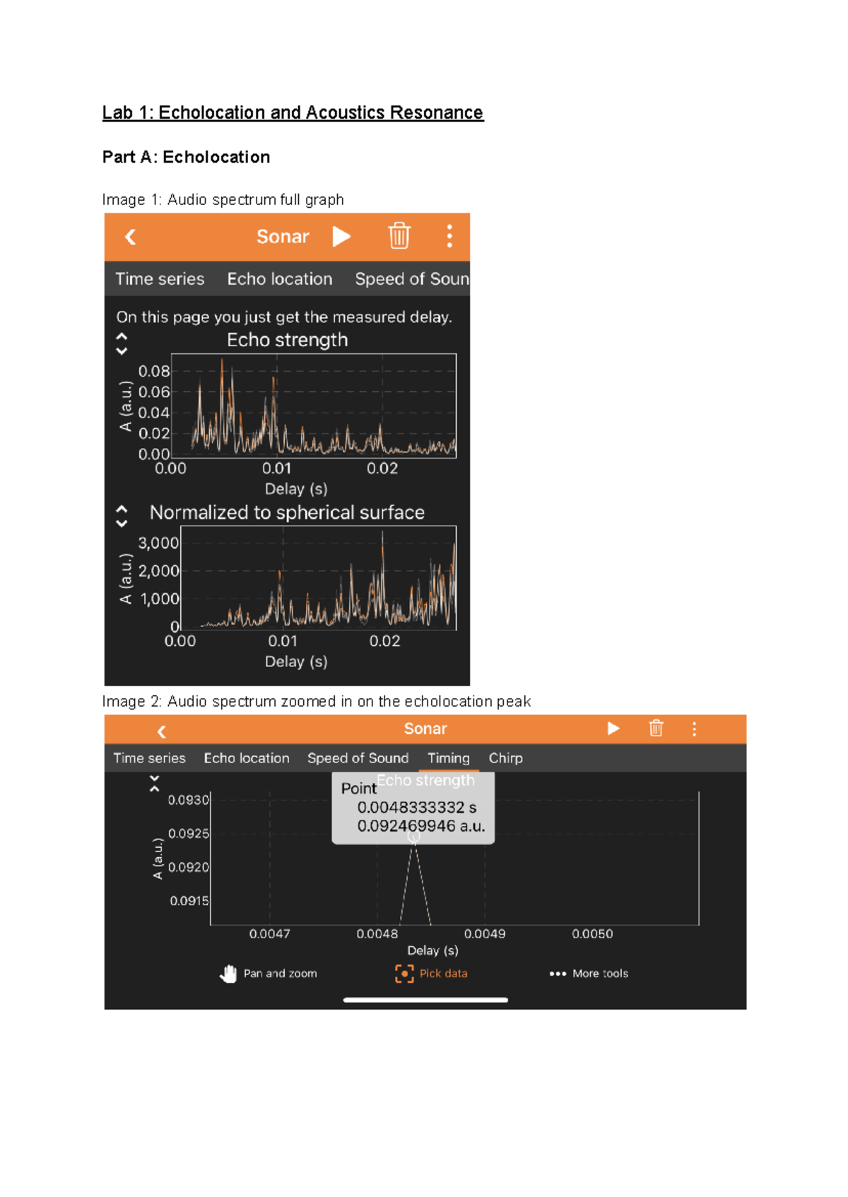 Lab 1 Echolocation and Acoustics Resonance - Lab 1: Echolocation and ...
