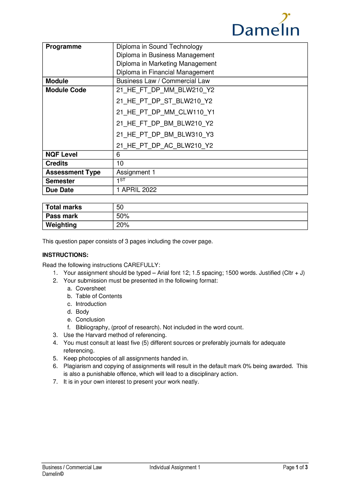 business law individual assignment