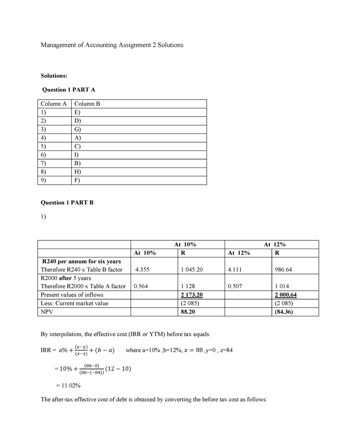 management accounting assignment