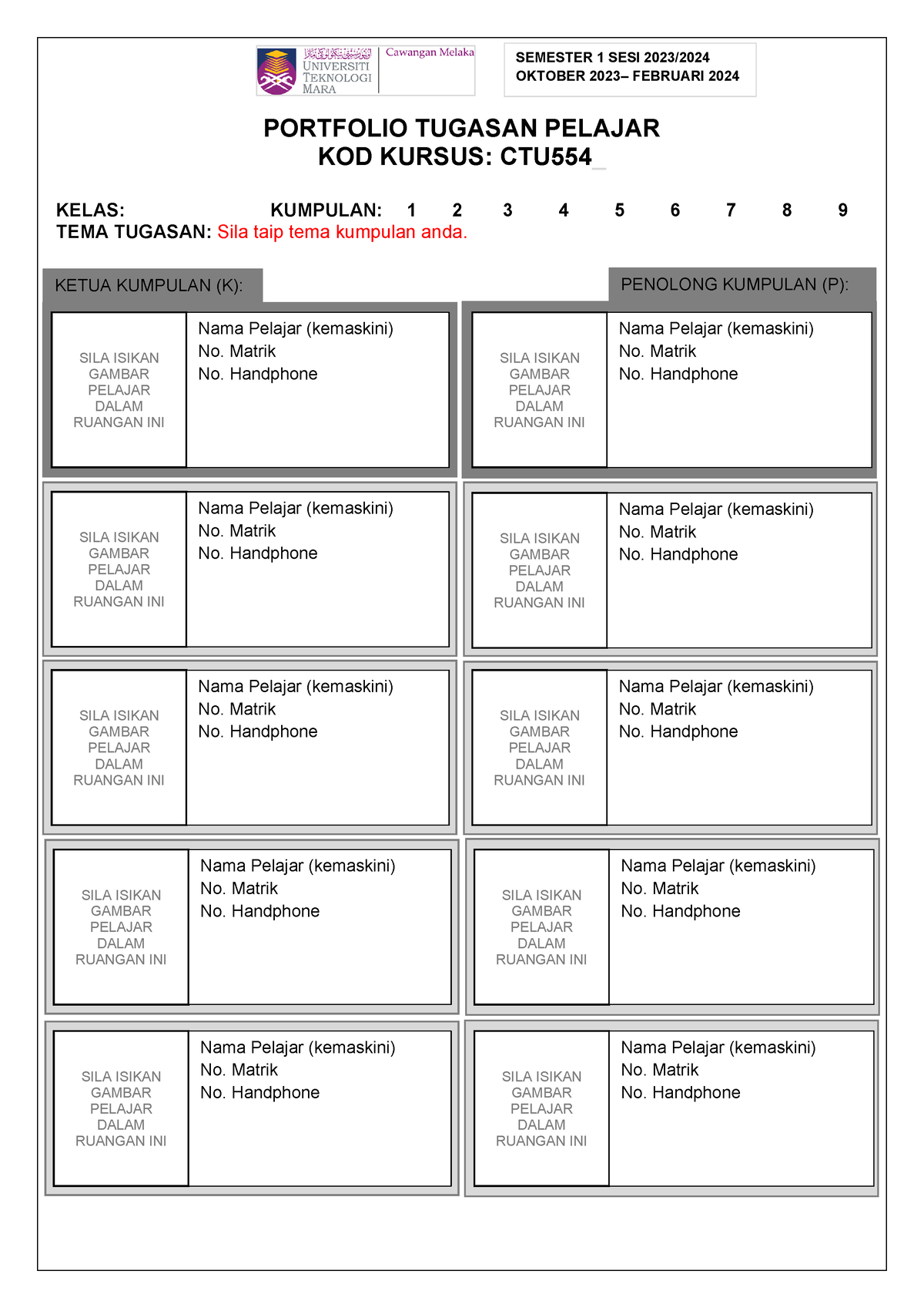 3. Portfolio Tugasan Pelajar - PORTFOLIO TUGASAN PELAJAR KOD KURSUS ...