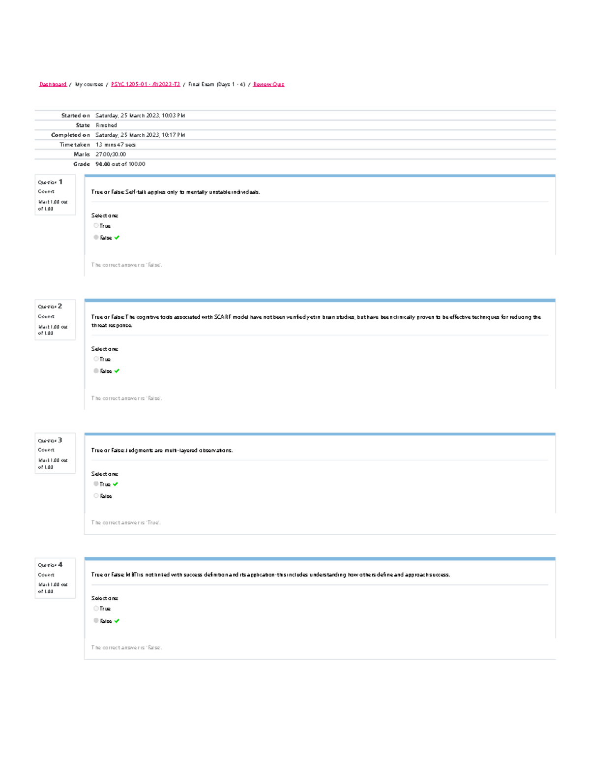 EI Final Review Quiz Attempt review 1 - Question 1 Correct Mark 1 out ...