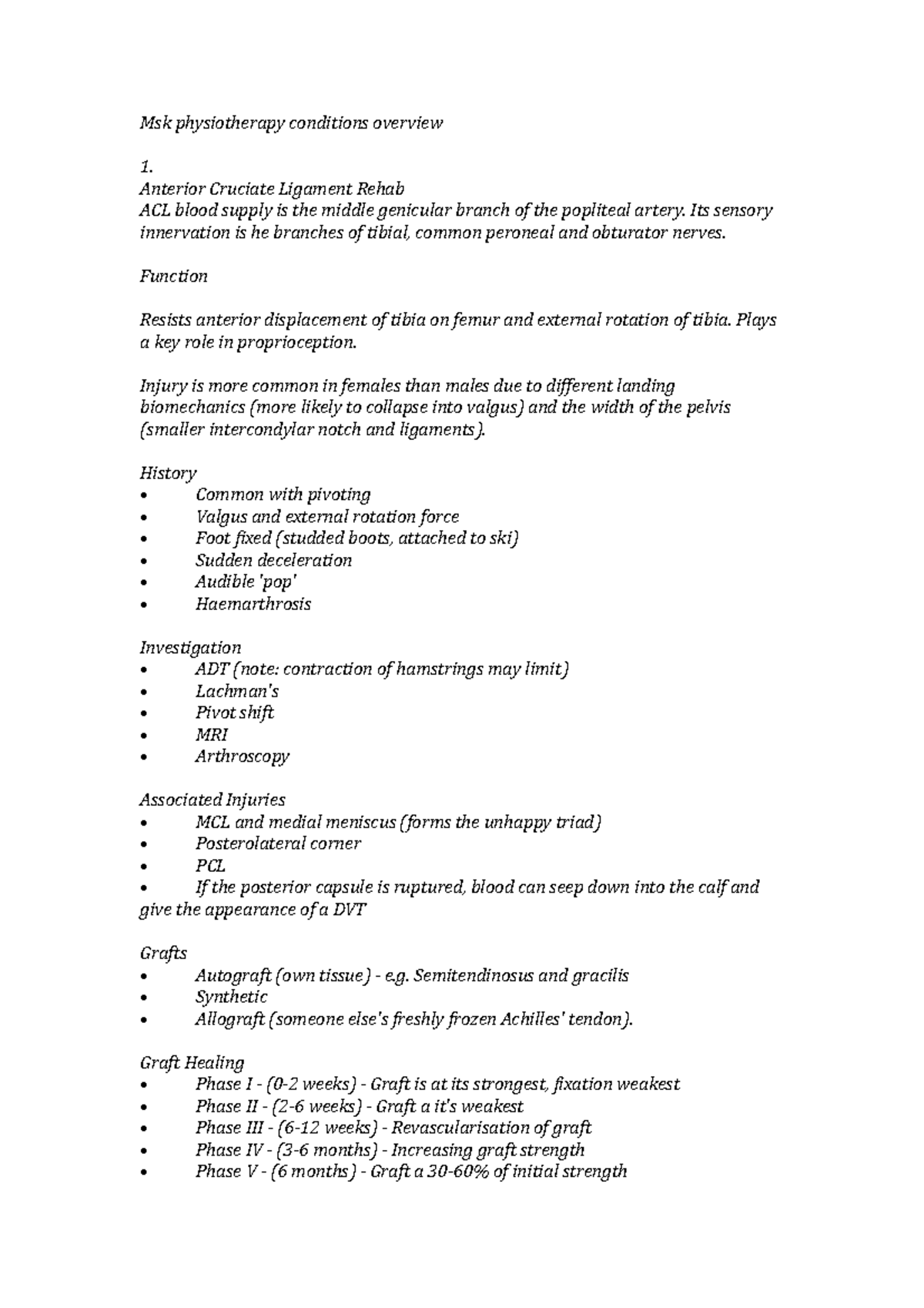 Msk physiotherapy conditions overview - Msk physiotherapy conditions ...