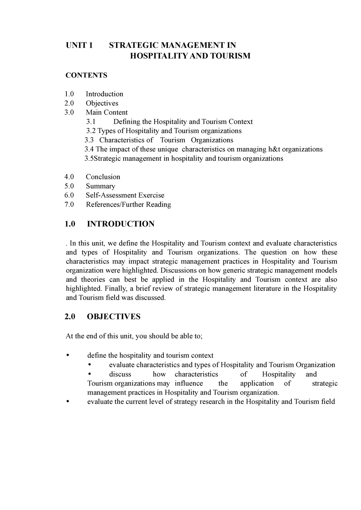 Group-1 - UNIT 1 STRATEGIC MANAGEMENT IN HOSPITALITY AND TOURISM ...