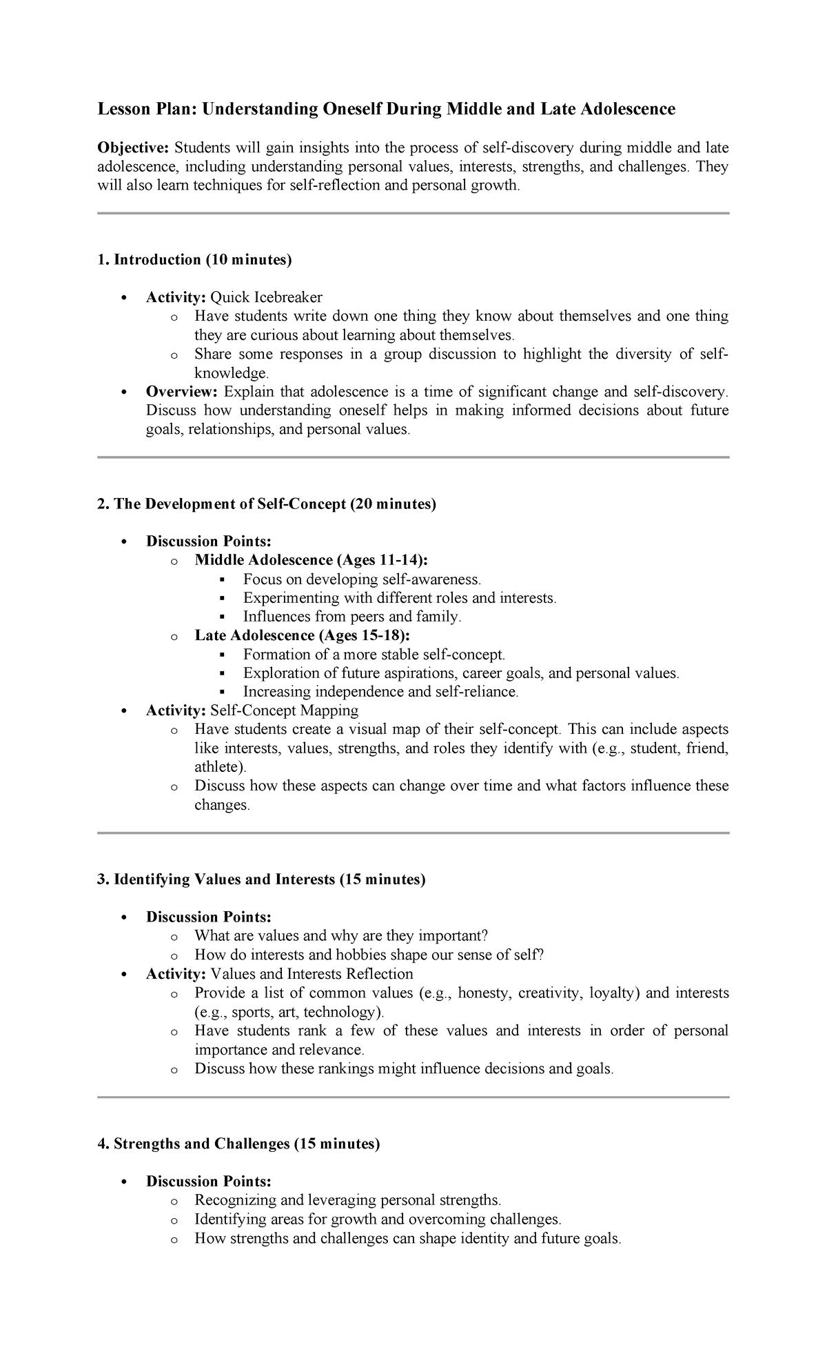Lesson Plan in Personal Development Day 1 - Lesson Plan: Understanding ...