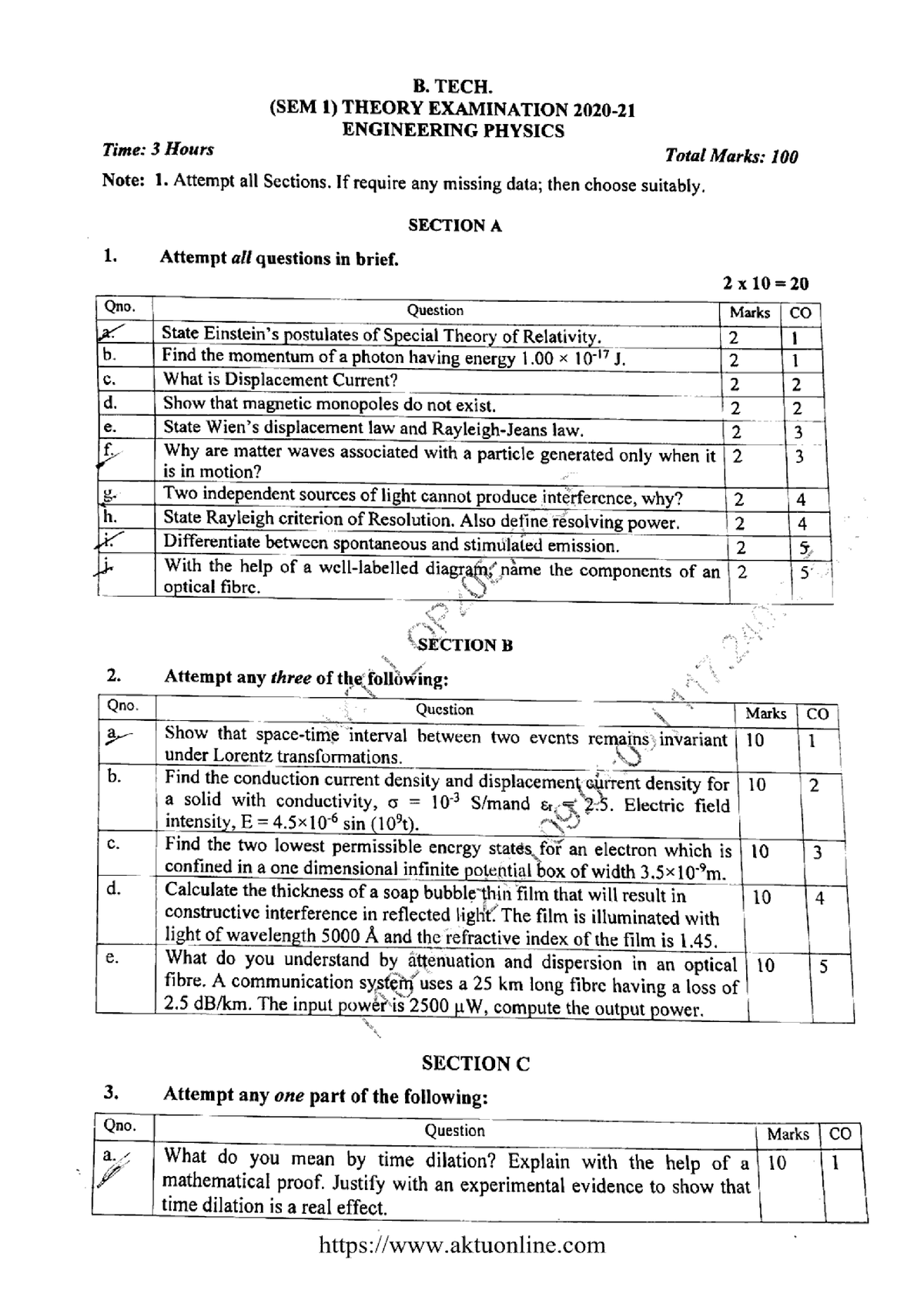 Btech 1 sem engineering physics 2021 - B.tech CSE 1st year - Studocu