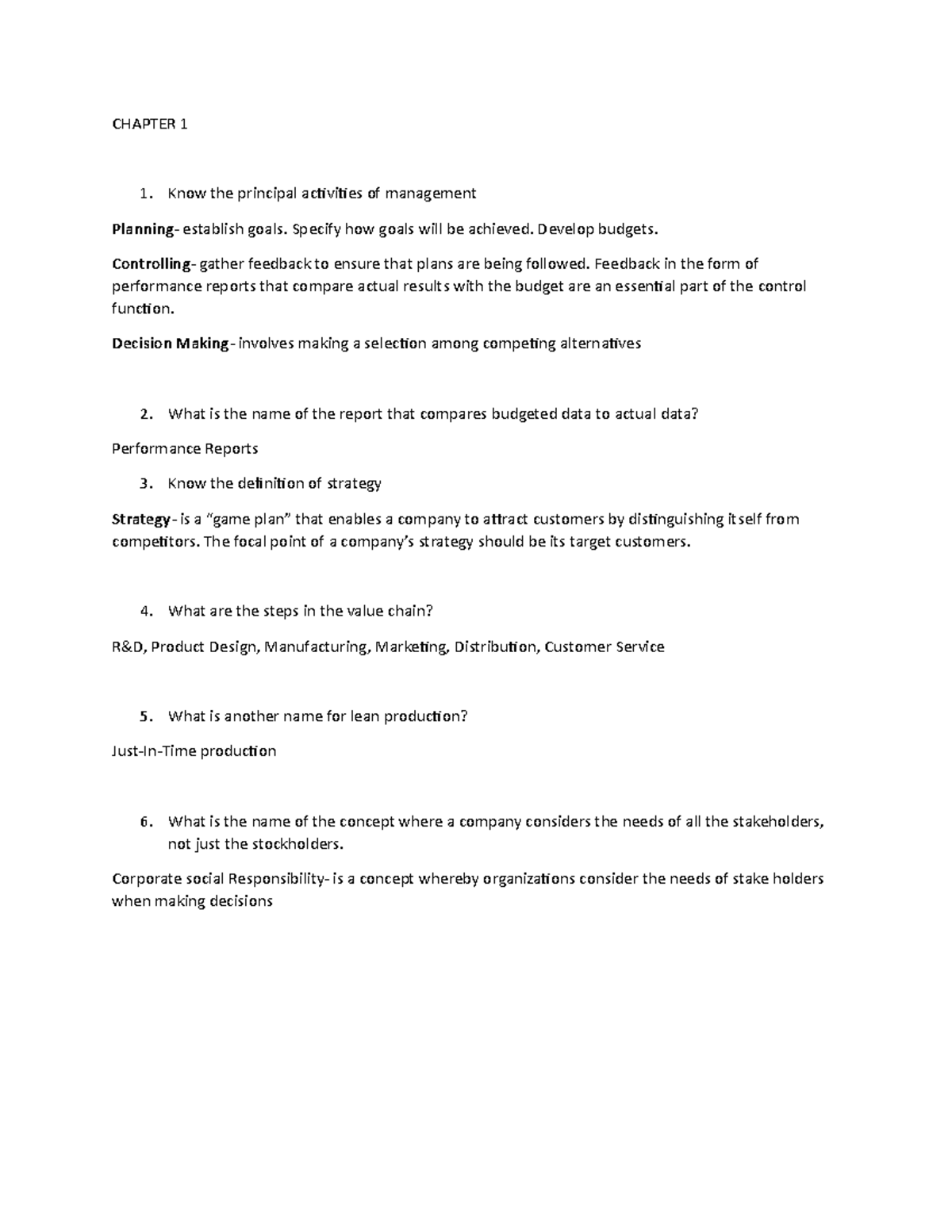 Exam 1 Study Guide Chapter 1 1 Know The Principal Activities Of Exam 1 Study Guide Chapter 1 1 Know The Principal Activities Of