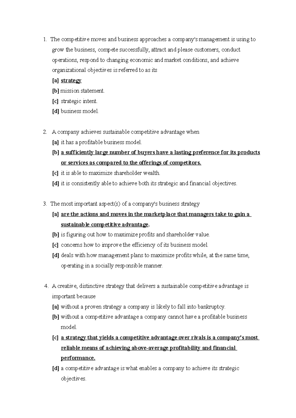Ujian Latihan MCQ Overall answer - The competitive moves and business ...