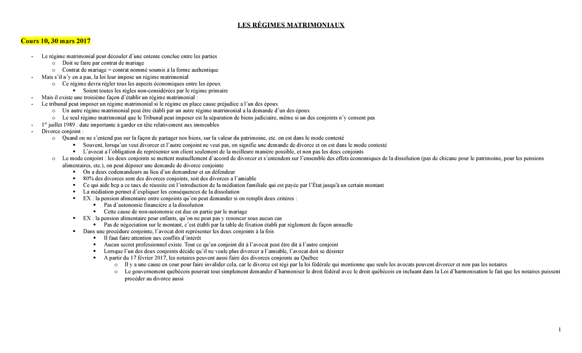 Tableaux Regimes Matrimoniaux - LES RÉGIMES MATRIMONIAUX Cours 10, 30