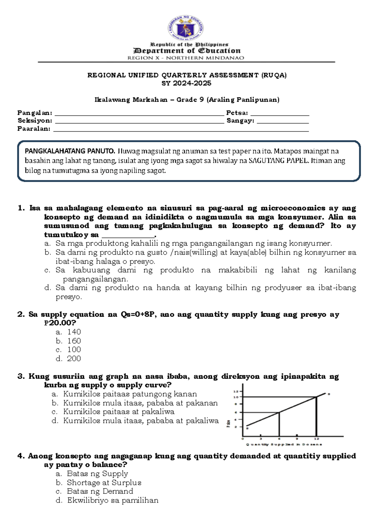 AP G9 Test-Questionnaire Q2 - REGIONAL UNIFIED QUARTERLY ASSESSMENT ...