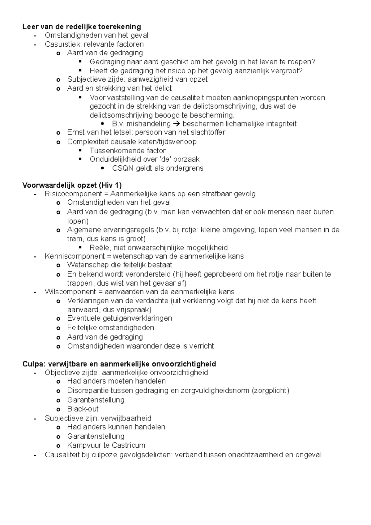 Schema's materieel strafrecht Leer van de redelijke toerekening Omstandigheden van het geval Schema's materieel strafrecht Leer van de redelijke toerekening Omstandigheden van het geval
