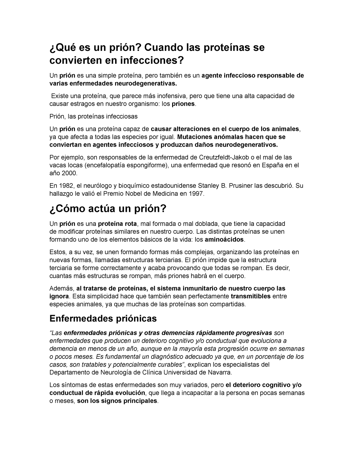 Priones Resumennes - ¿Qué Es Un Prión? Cuando Las Proteínas Se ...