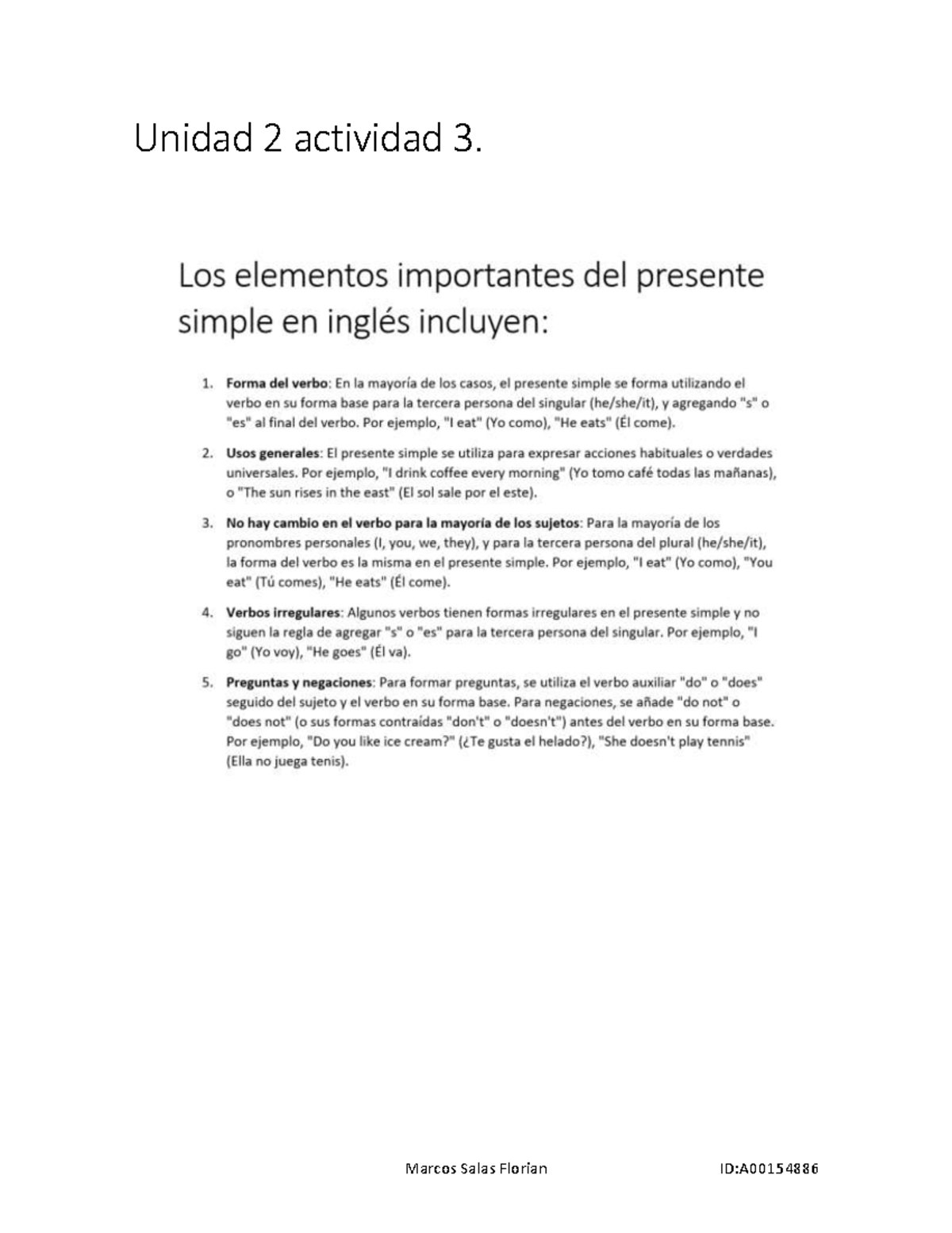 Unidad 2 actividad 3 - ingles - Ingles - Marcos Salas Florian ID:A ...