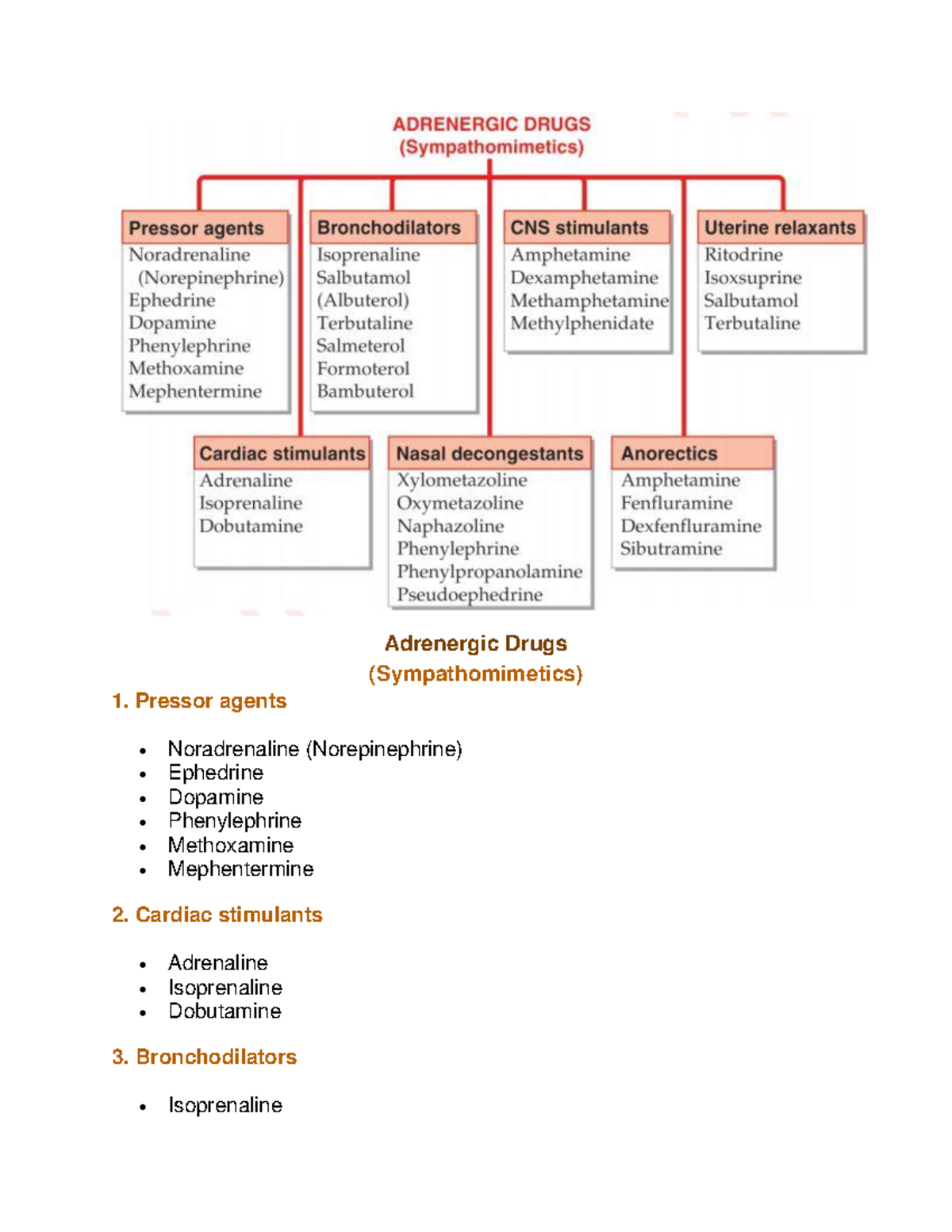 Adrenergic Drugs (Sympathomimetics) Pressor agents • Noradrenaline