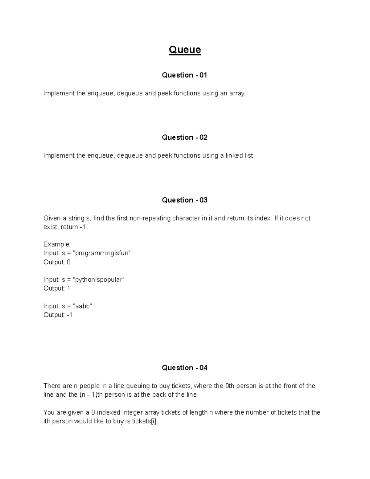 Practice Sheet 6 - Queue - Queue Question - 01 Implement the enqueue ...