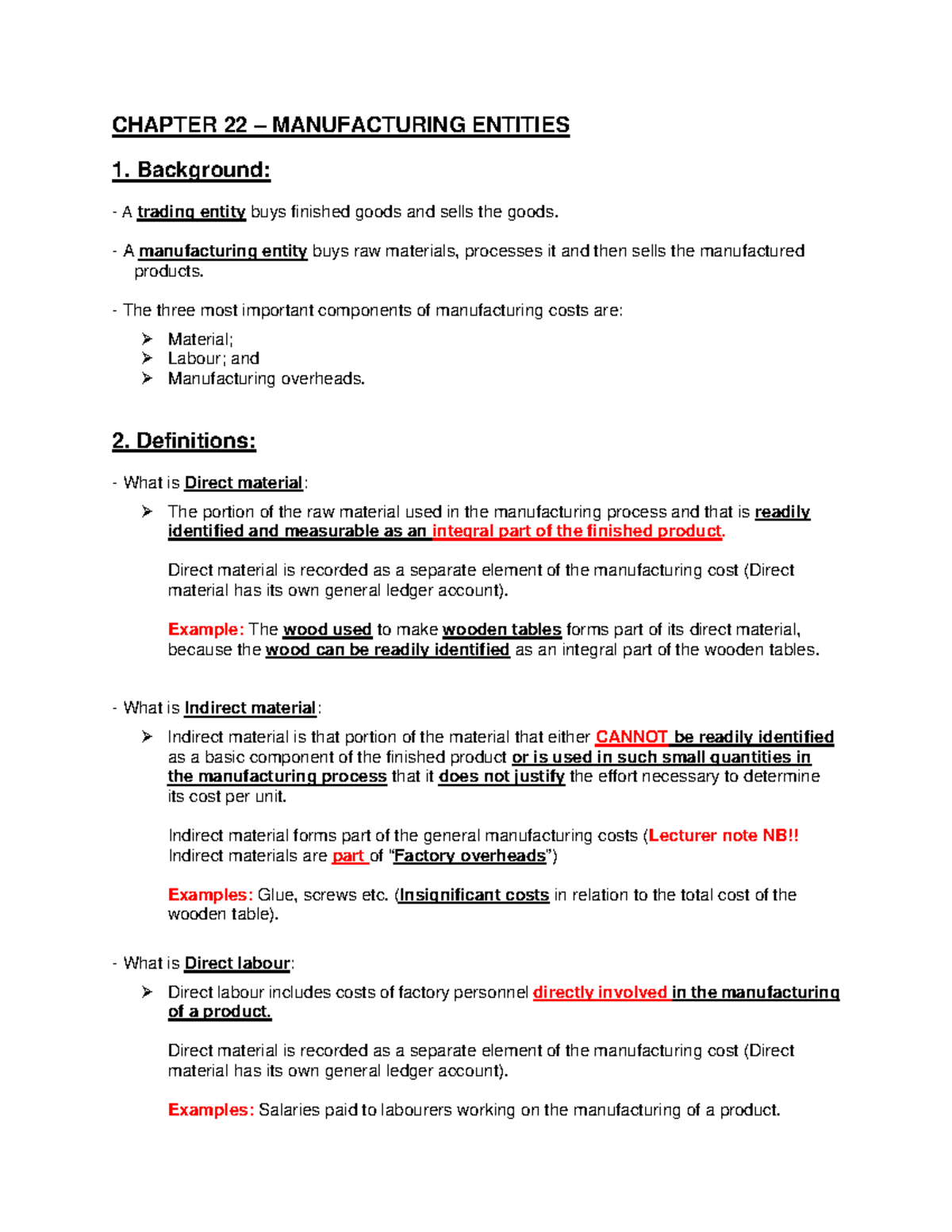 Chapter+22+Manufacturing+entities+notes - CHAPTER 22 – MANUFACTURING ...