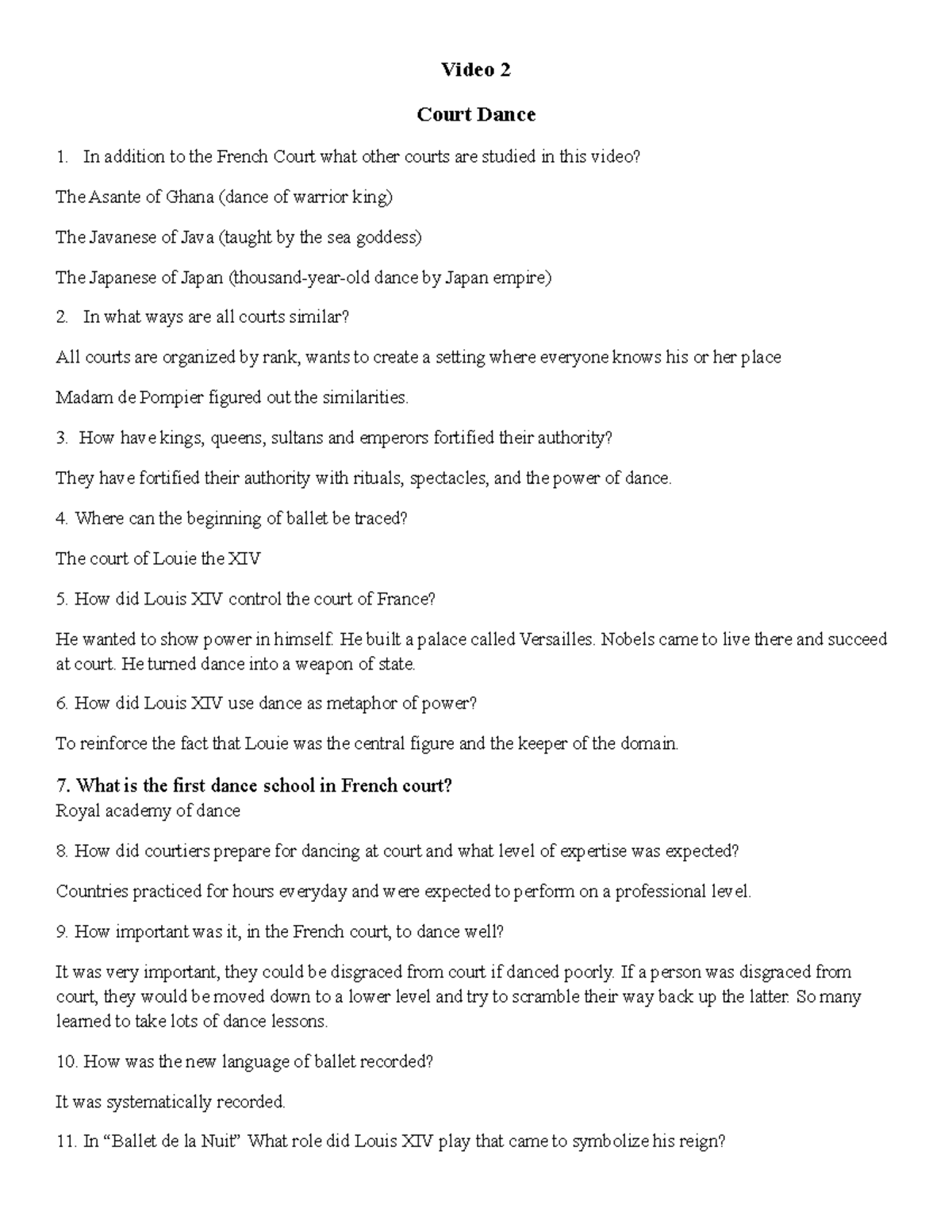 Video 2 Court dance Video 2 Court Dance In addition to the French