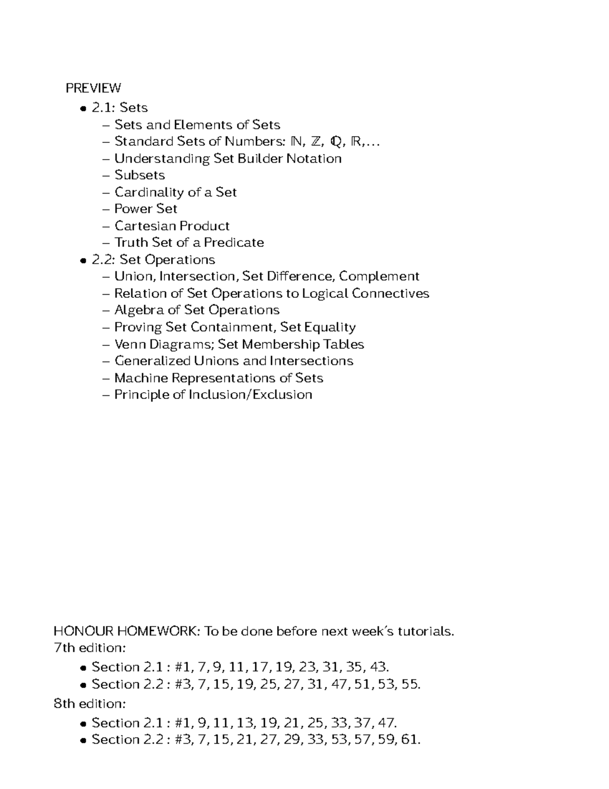 MATH2080 Lecture 7 Sections 2p1 2p2 Sets and Set operations - PREVIEW 2 ...