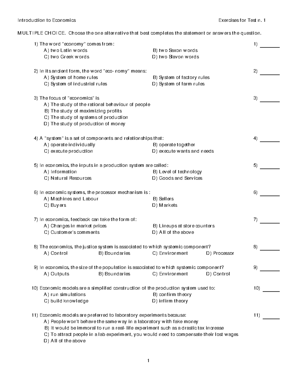 Examen type / pratique 2017, questions - Introduction to Economics ...