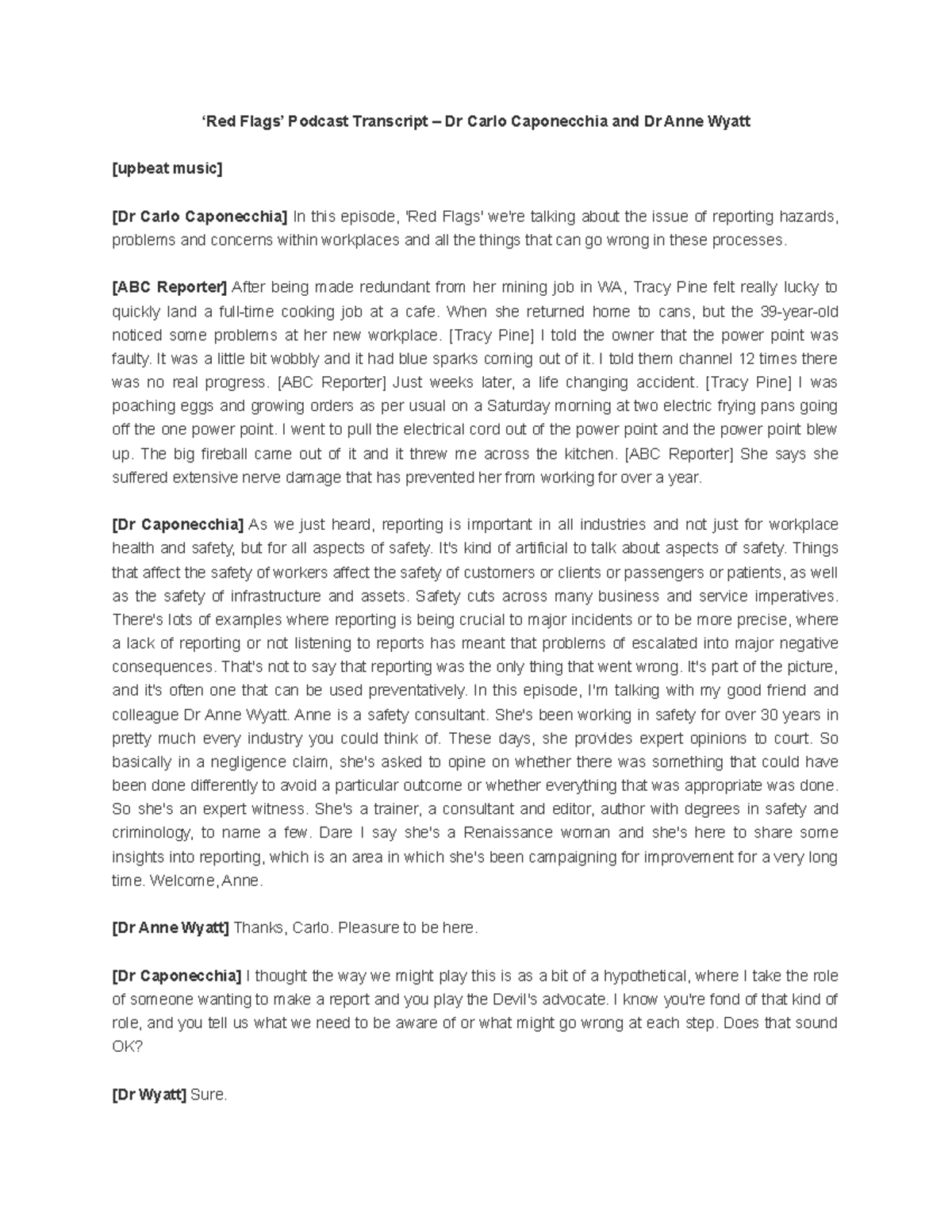 Red Flags transcript - Podcast script - ‘Red Flags’ Podcast Transcript ...