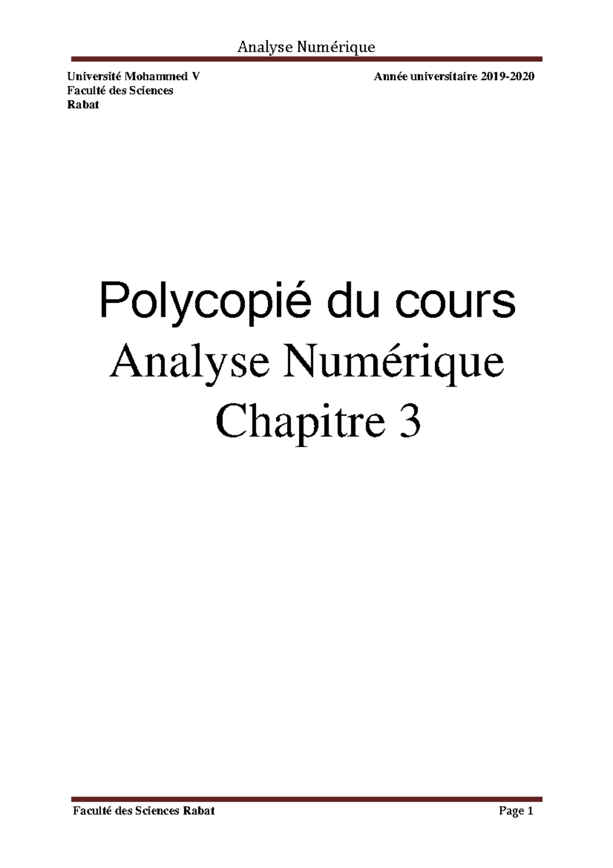 Le Cours Analyse Numérique Chapitre 3 - Université Mohammed V Année ...