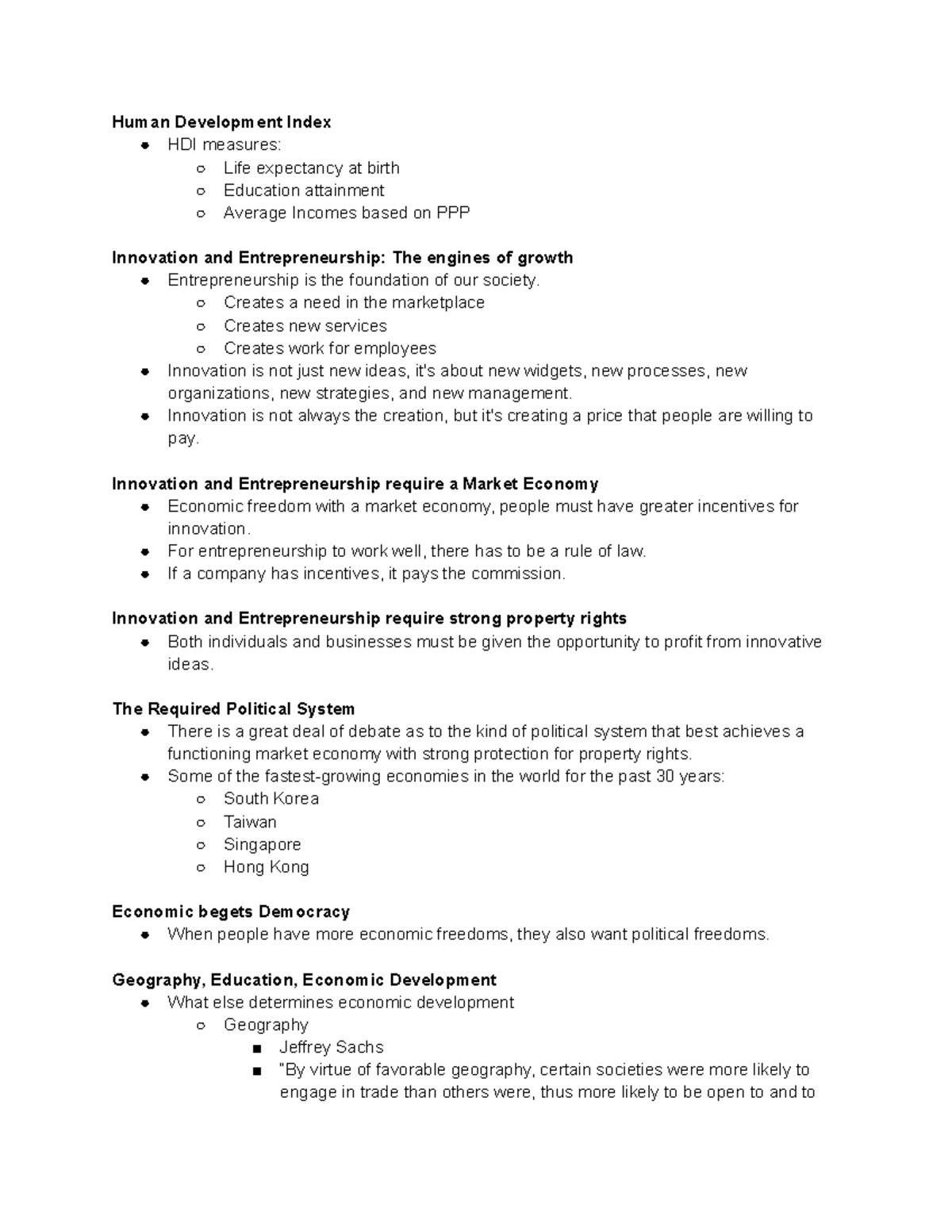 International Business Chapter 3 Notes - Human Development Index HDI ...