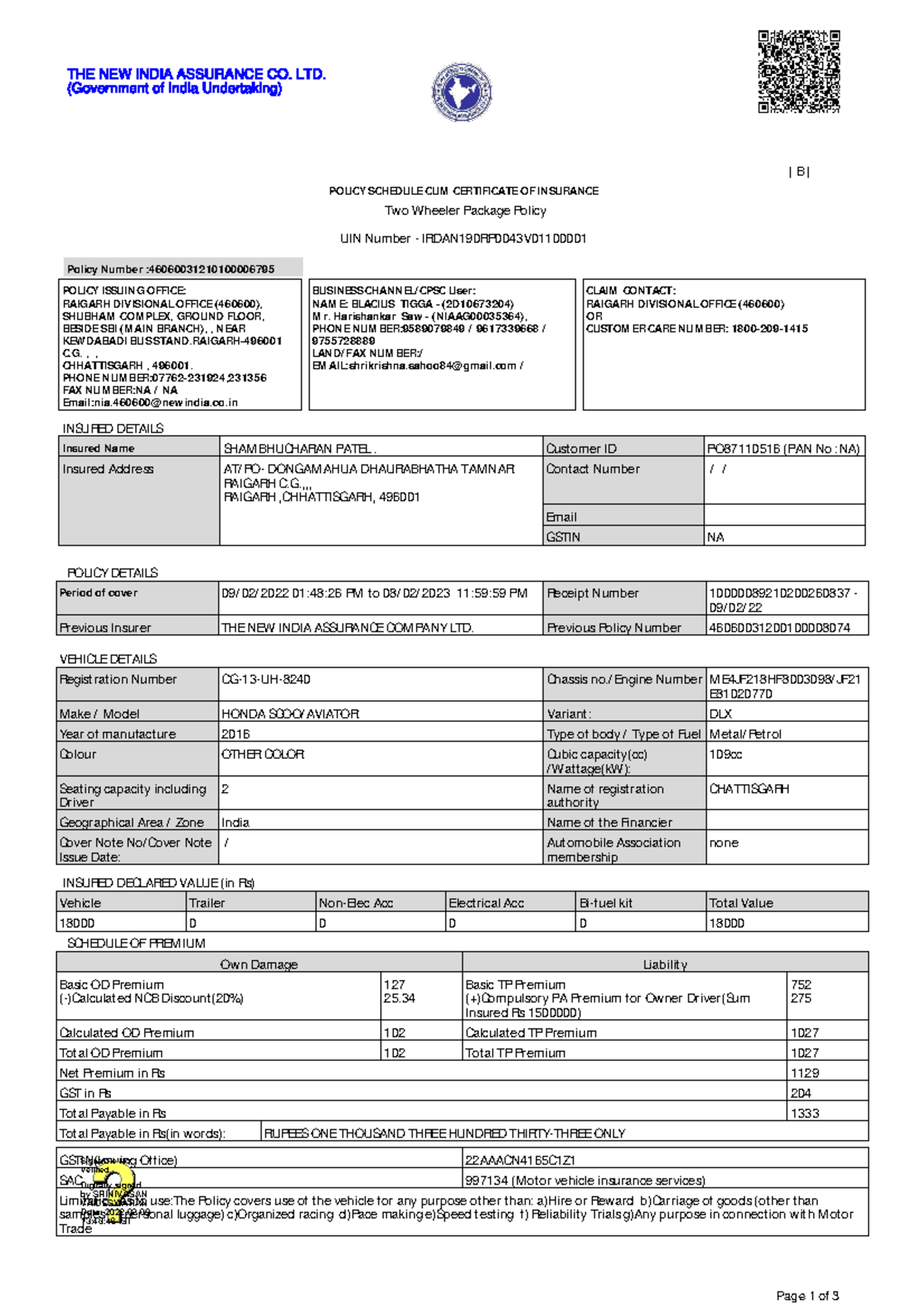 8240 shambhu - dfgdfz - THE NEW INDIA ASSURANCE CO. LTD. (Government of ...