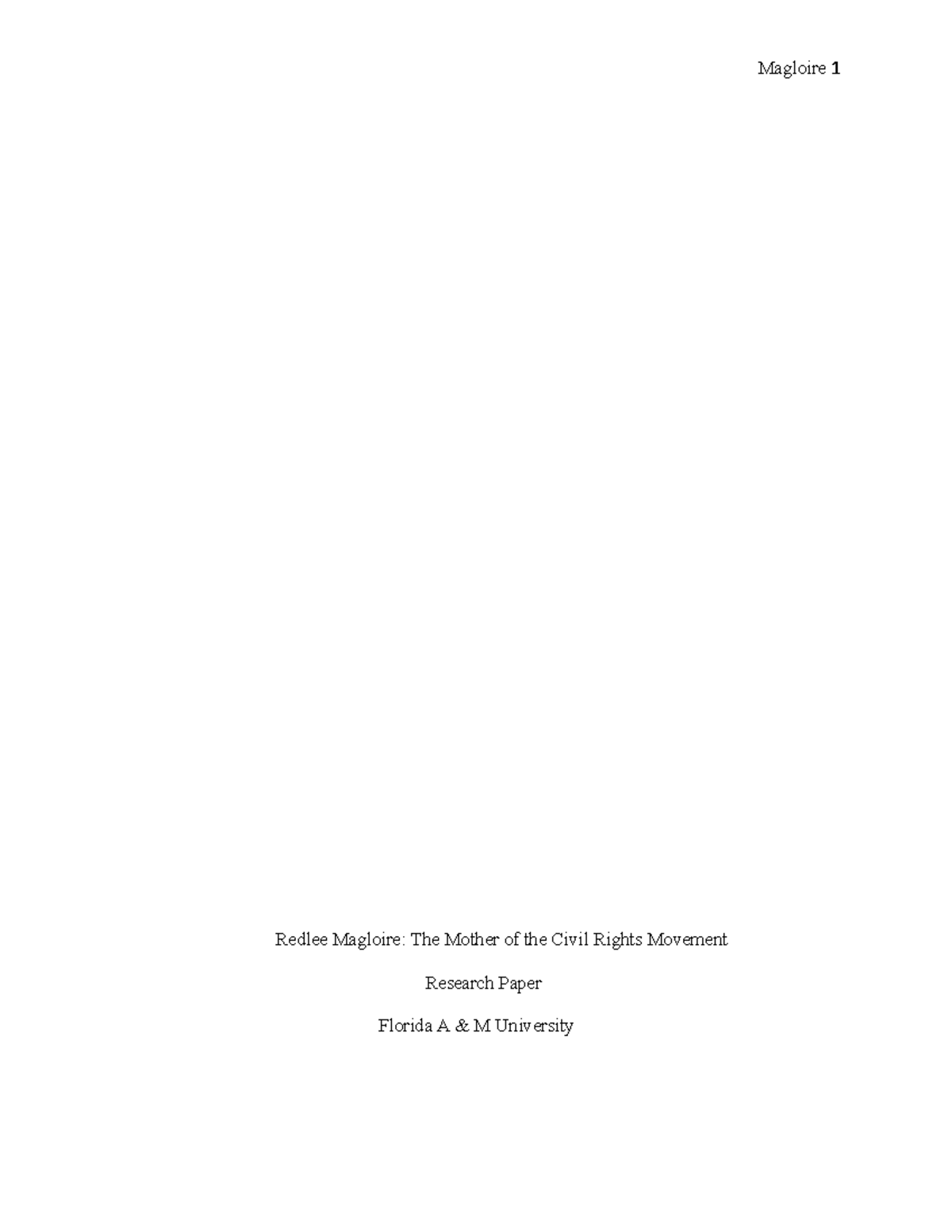 Research Papers - Redlee Magloire: The Mother of the Civil Rights ...