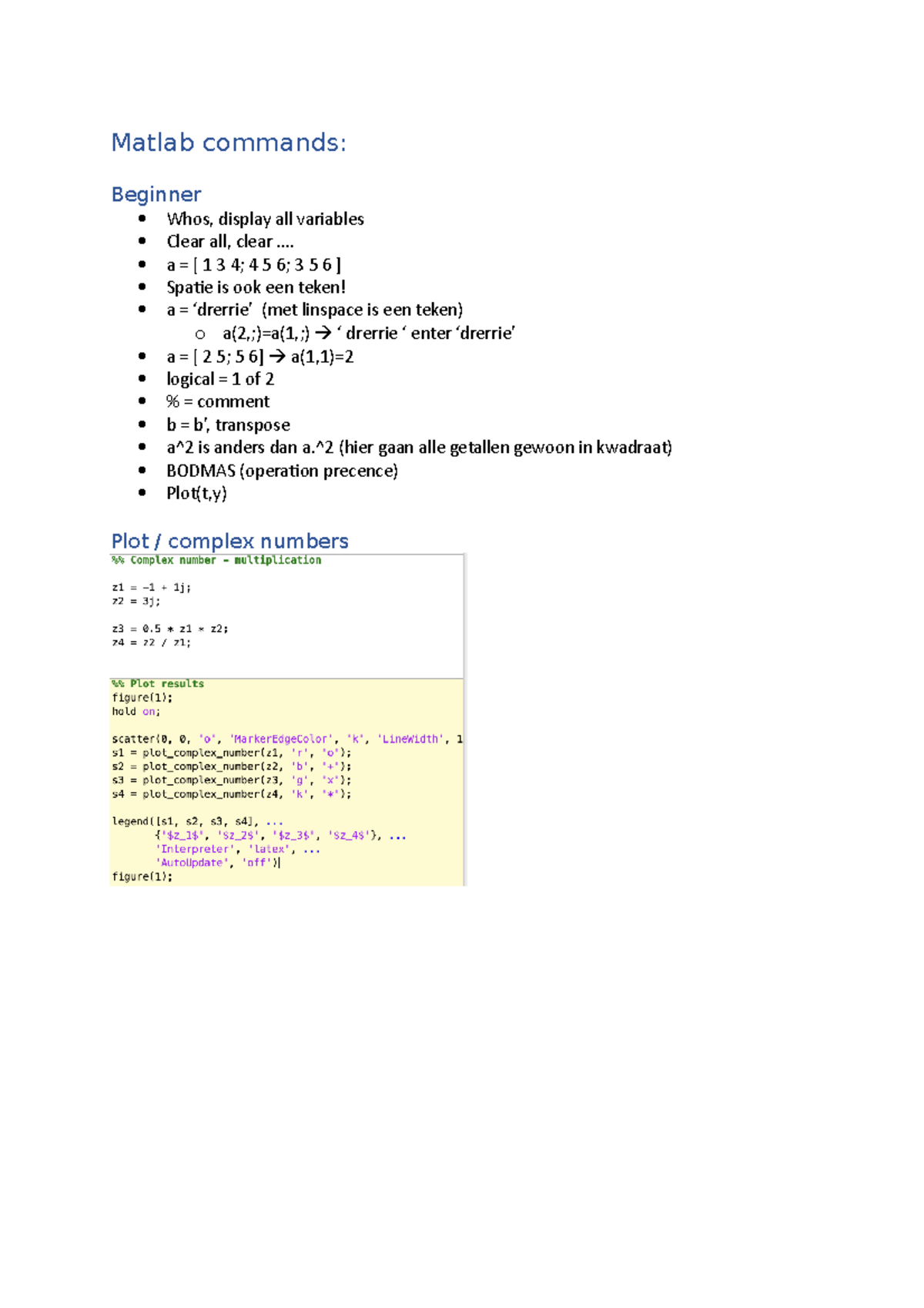 Matlab commands voor systeem en regeltechniek - Matlab commands ...