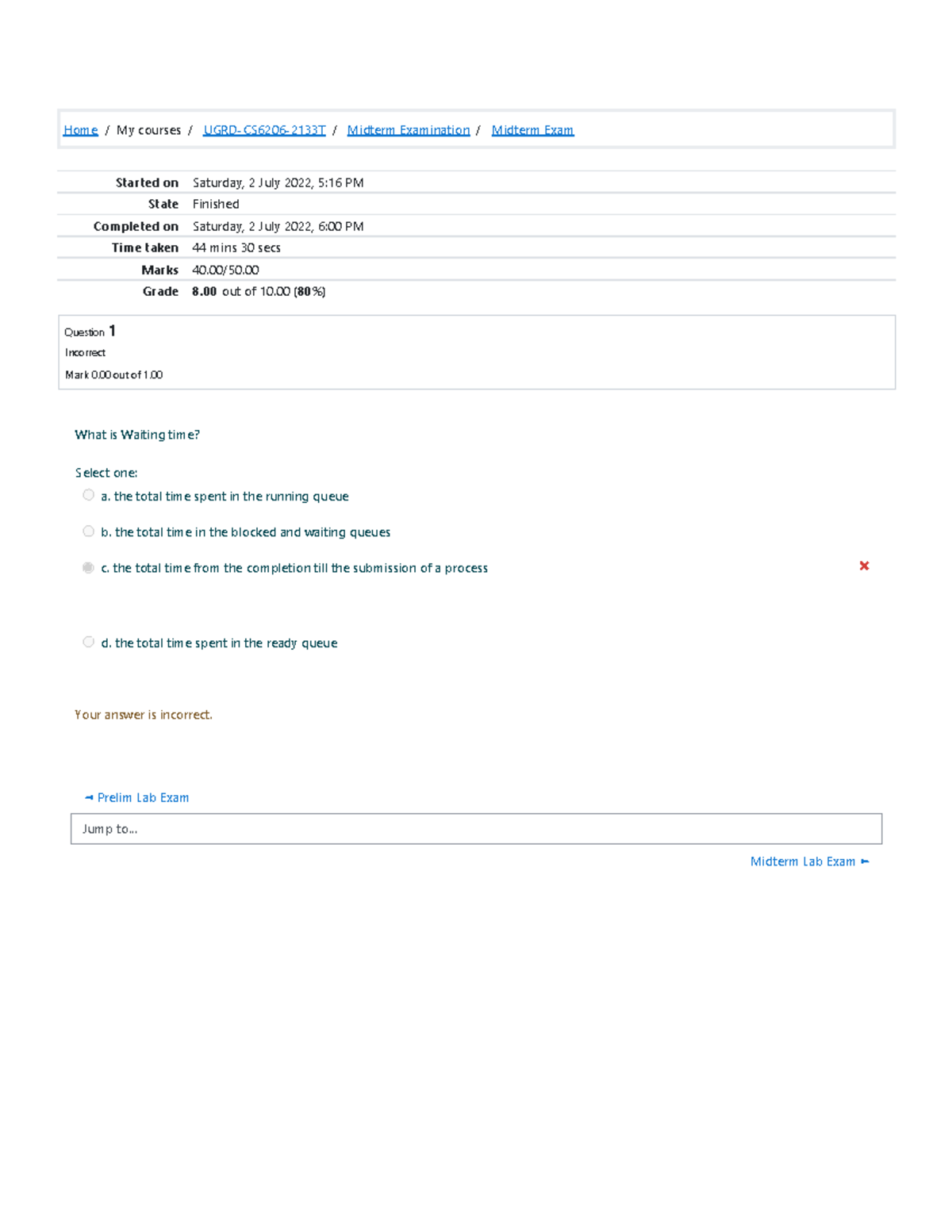 Midterm Exam Attempt Review (page 1 Of 50) - Home/My Courses/ UGRD ...